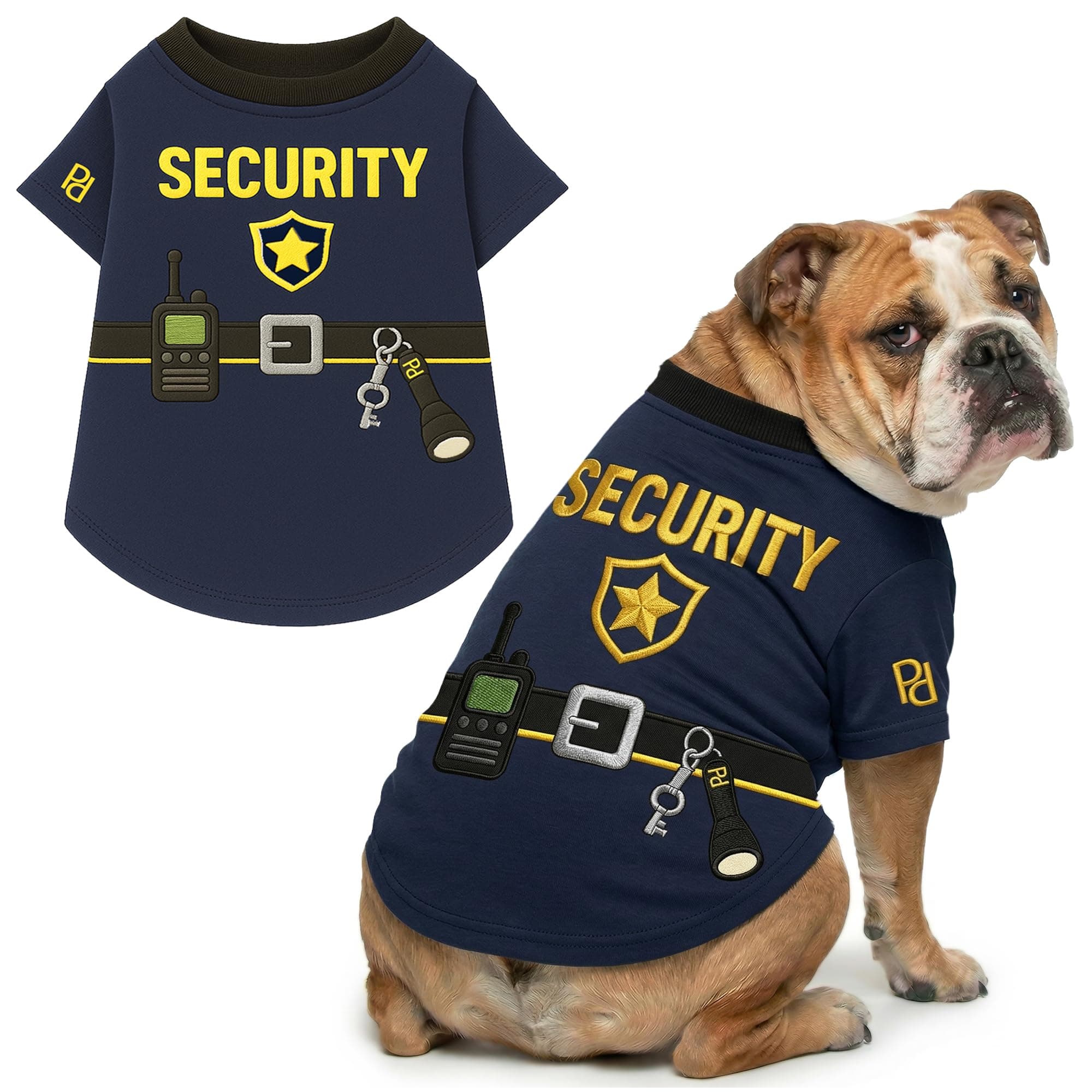 Parisian Pet Dog Security Woofficer Shirt - Embroidered Pet Vest - 100% Cotton & Polyester Doggy Shirt - Lightweight Pet Clothes - Sleeved Puppy Costume - Funny Shirts for Large Dogs - 3XL
