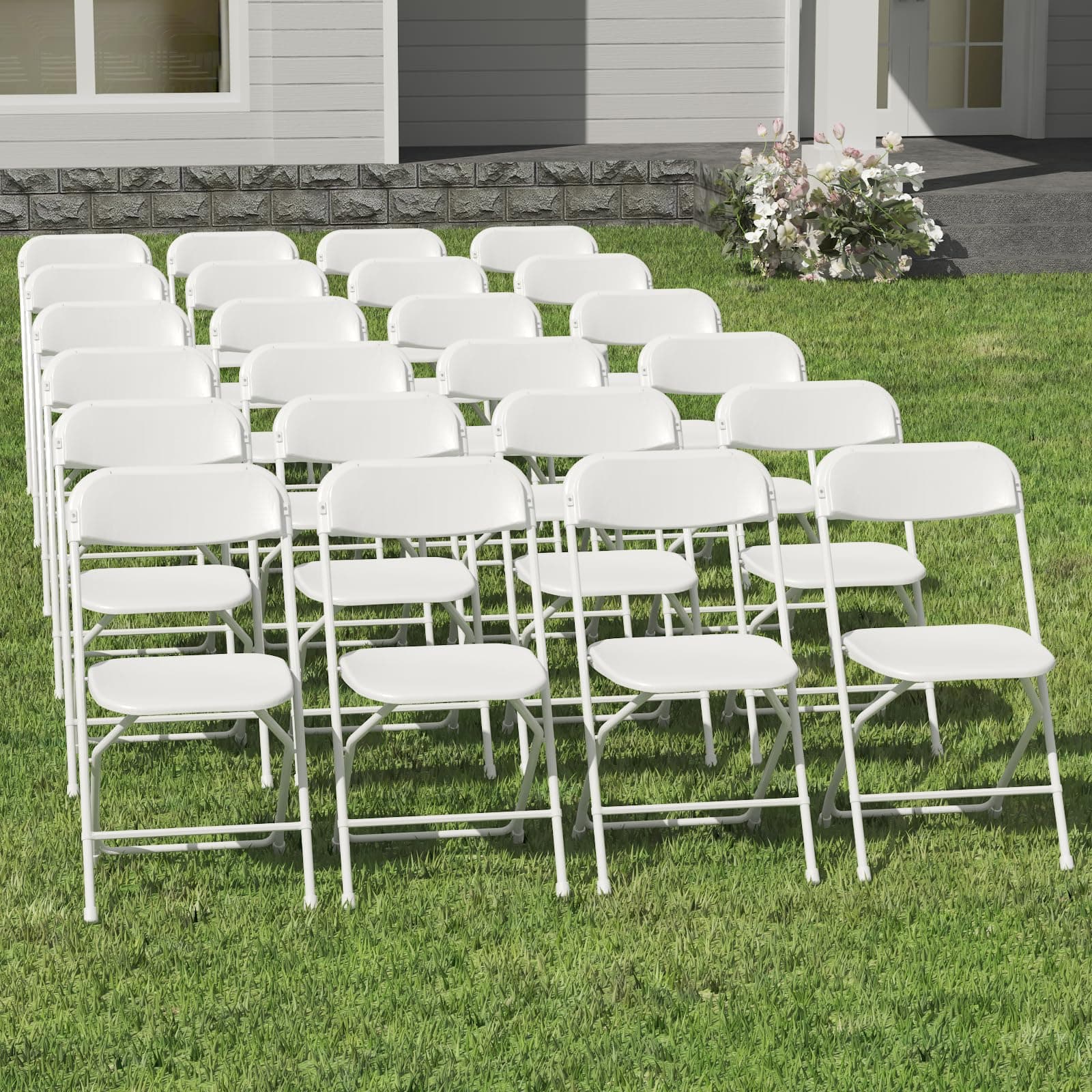 IWDOO 24 Pack White Folding Chairs for School Events Wedding Party Picnic