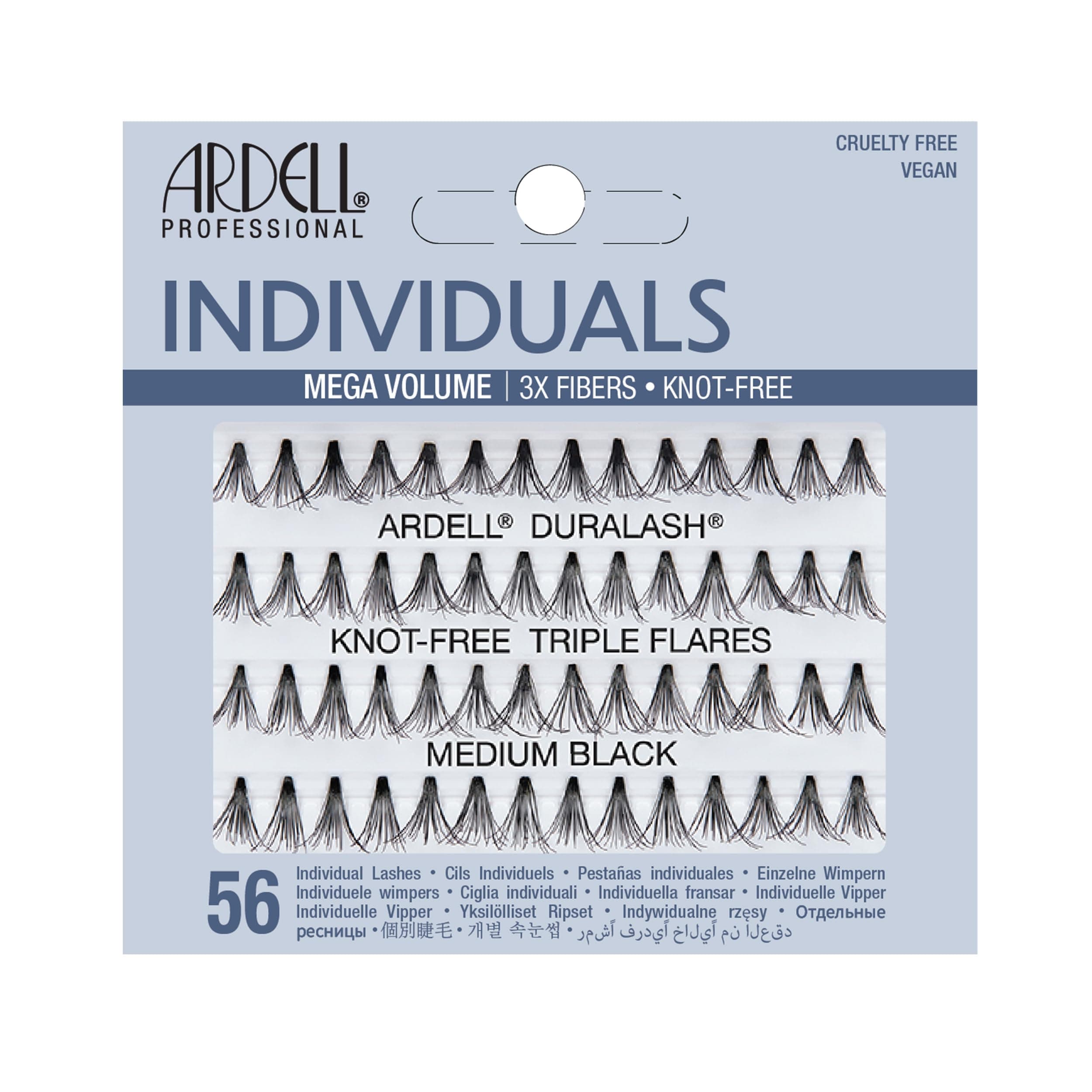 Ardell Triple Individuals Knot-Free Triple Flares - Medium Black, 0.06 Pounds