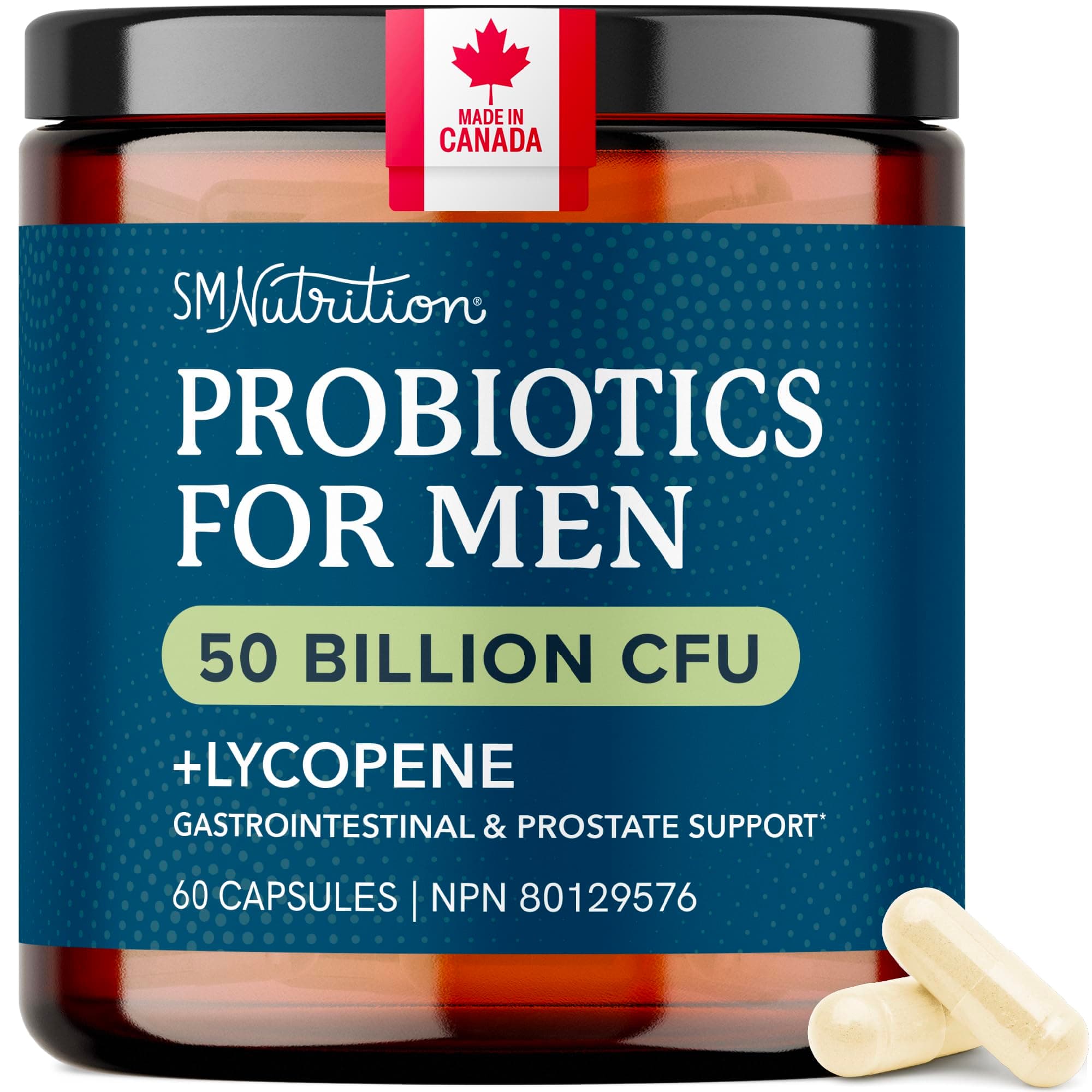 Probiotics for Men, Gut Health & Prostate Support, 50 Billion CFU, Non-GMO