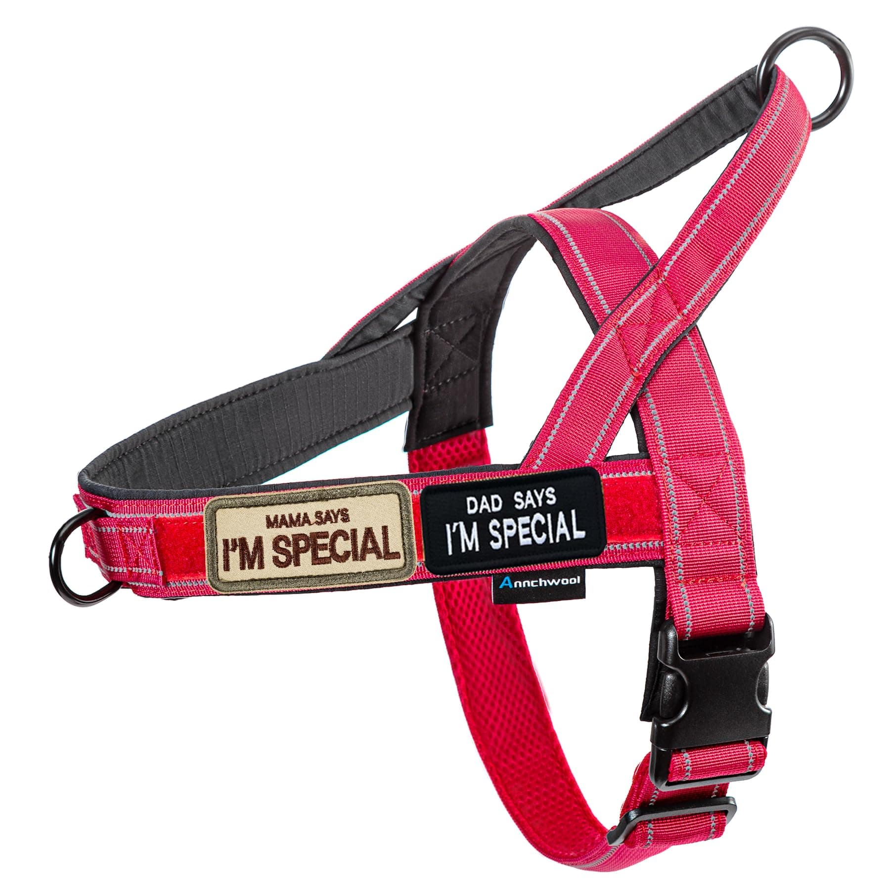 Annchwool No Pull Dog Harness with Soft Padded Handle,Reflective Strip Escape Proof and Quick Fit to Adjust Dog Harness,Easy for Training Walking for Small & Medium and Large Dogs(Red,XL)