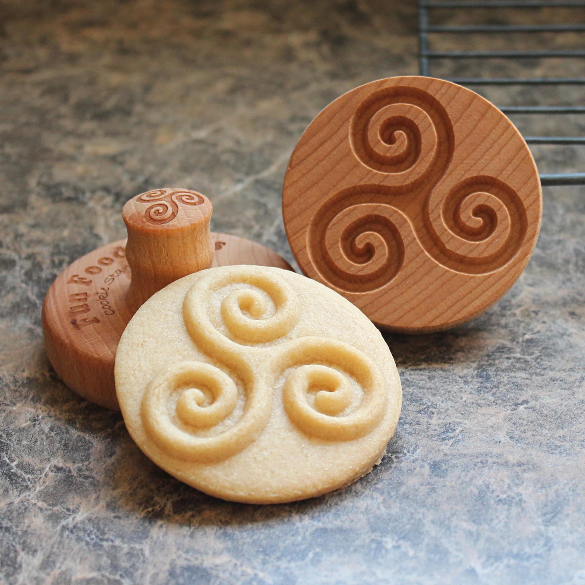 Fun Food Tools, Wood Cookie Stamp, 2.5 Inch (Triskelion CS-119)