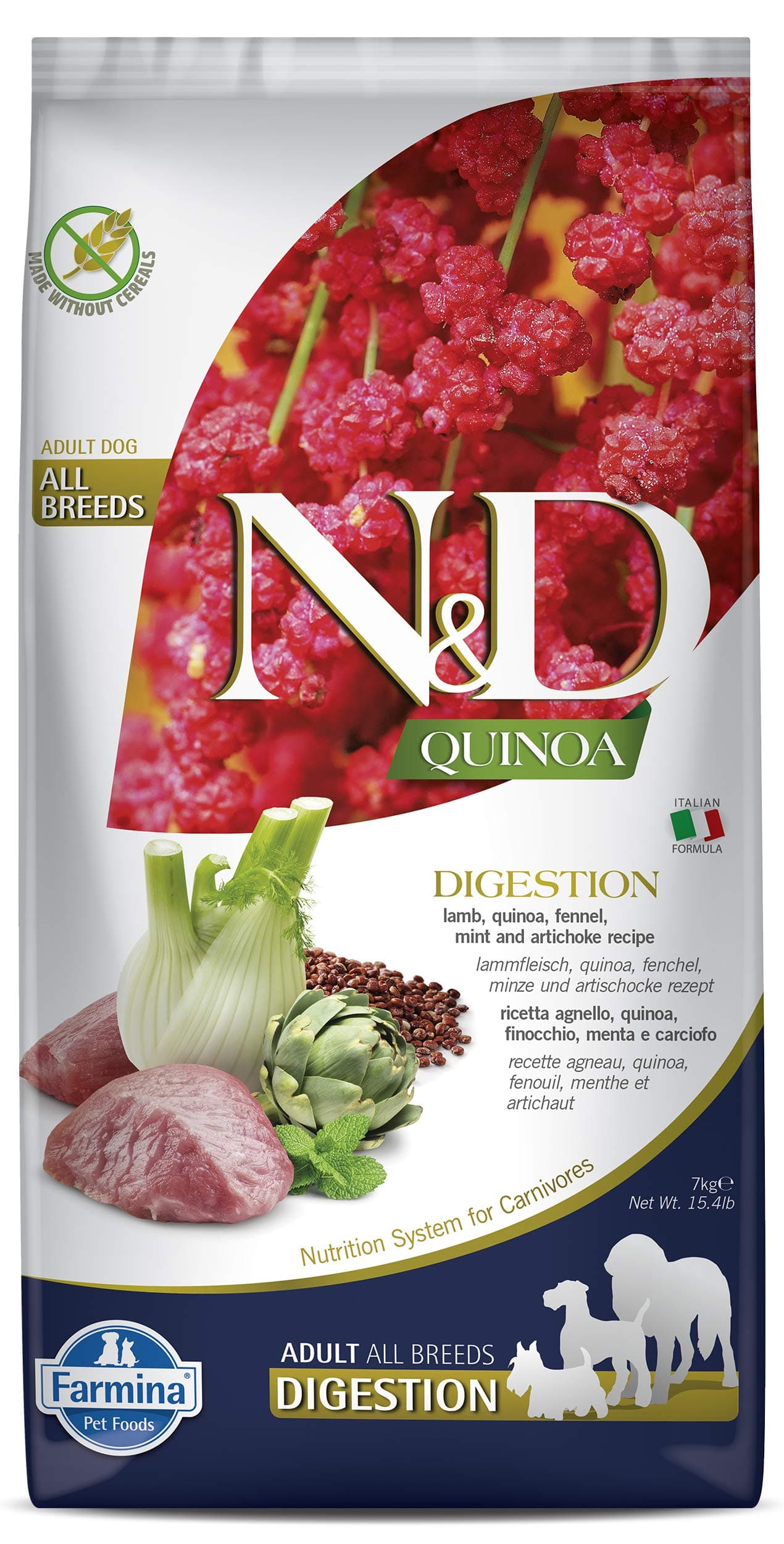 FARMINA DOG N&D QUINOA DIGESTION LAMB 15 LB
