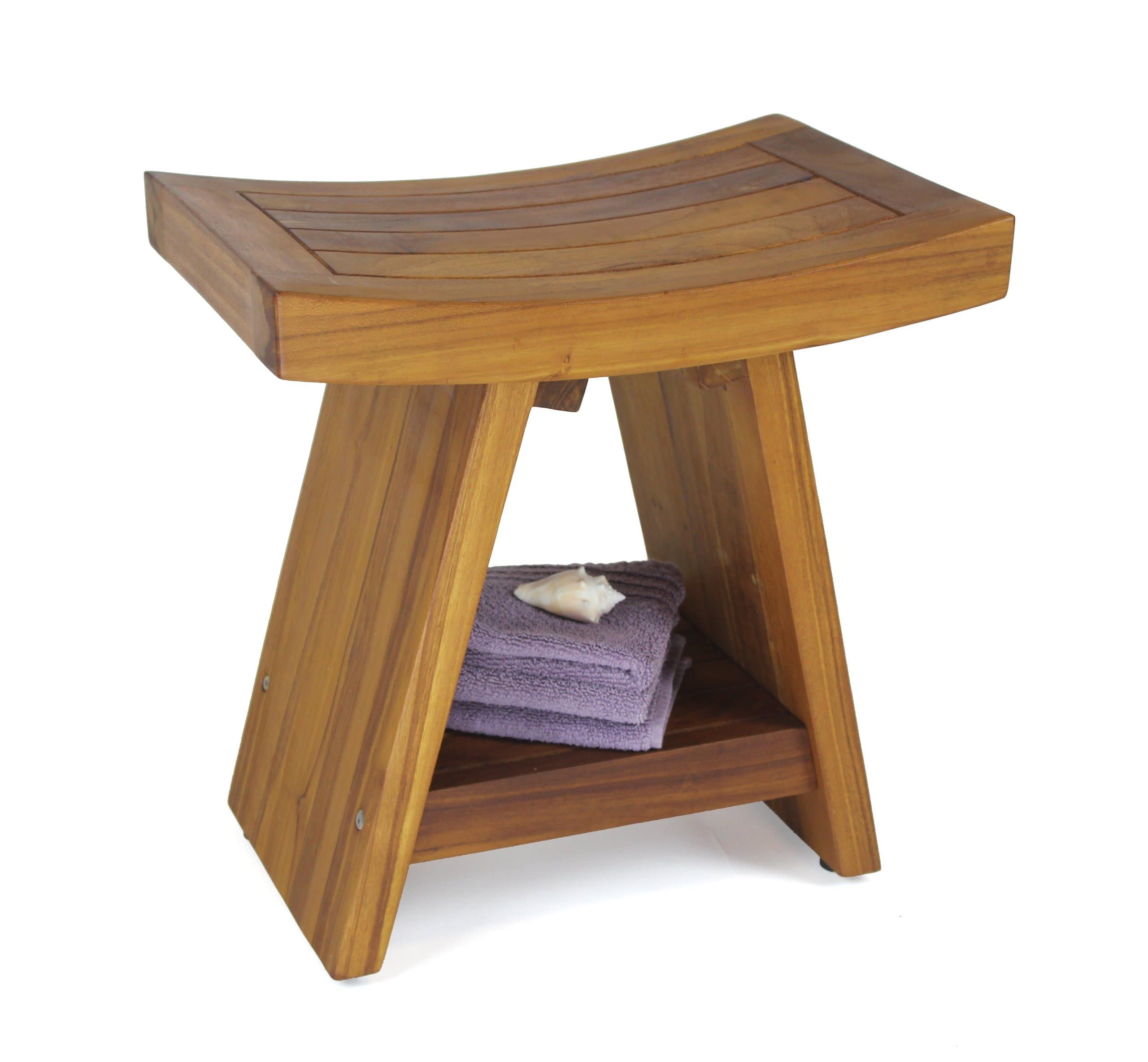 The Original Asia 18" Teak Shower Bench with Shelf