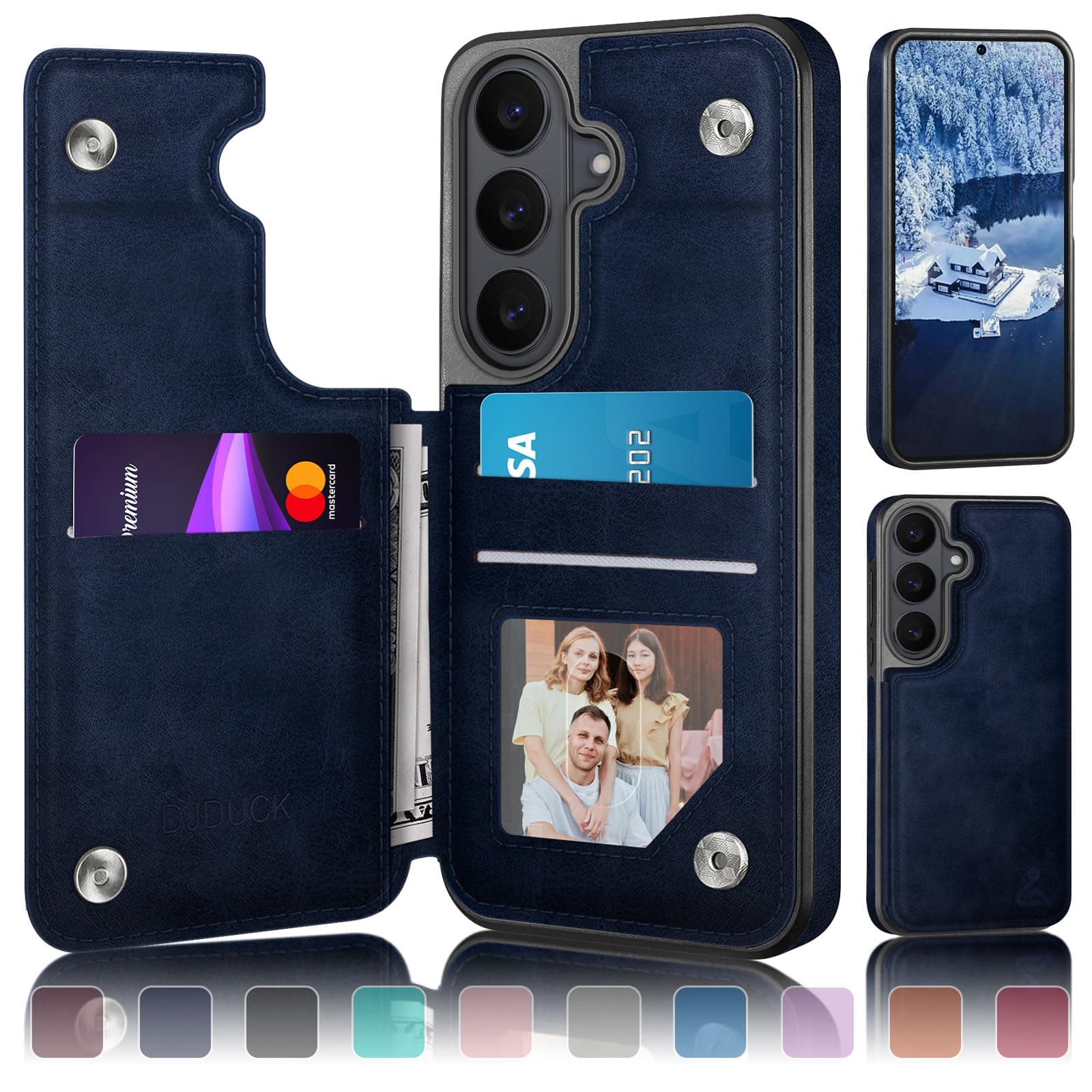 DJDUCK Designed for Samsung Galaxy S26/S26 Pro Case Wallet with Card Holder, [Magnetic Clasp Cover] [RFID Blocking Leather Protection] Shockproof Women Men Cases for Samsung S26 Pro Dark Blue