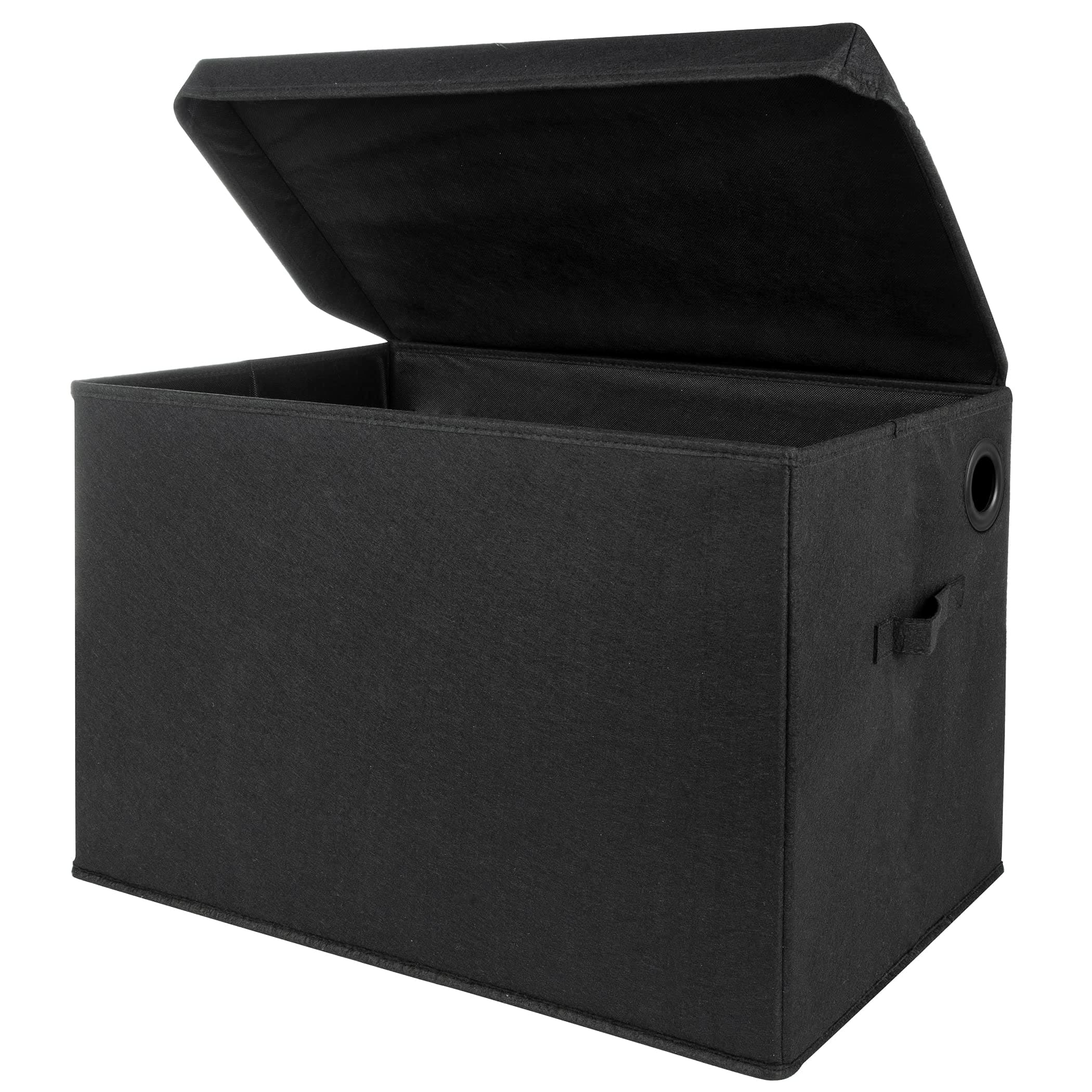 Sammy & Lou Collapsible Felt Soft Toy Box Toy Chest for Toddlers Toy Storage Organizer with Handles and Hinged Lid, 22 x 14.5 x 15 inches, Black
