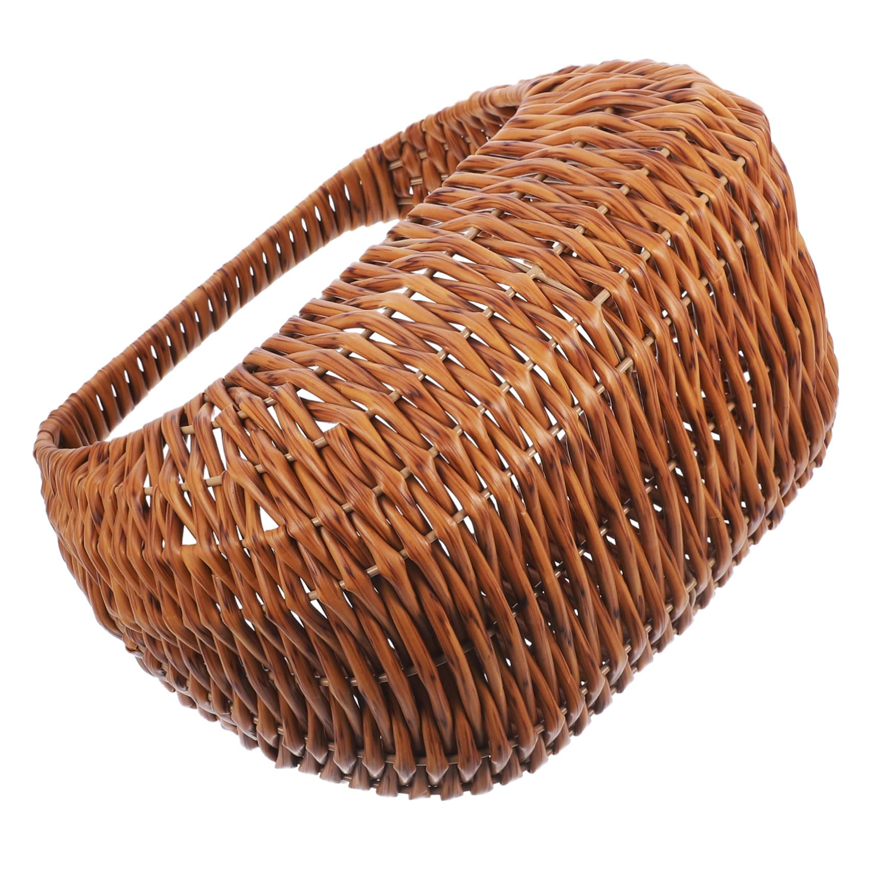 SWOOMEY Woven Wedding Flower Girl Basket with Handle Rustic Handcrafted PP and Iron Material Flower Petal Basket for Farmhouse Party Banquet Home Storage and Photo Props Coffee Color