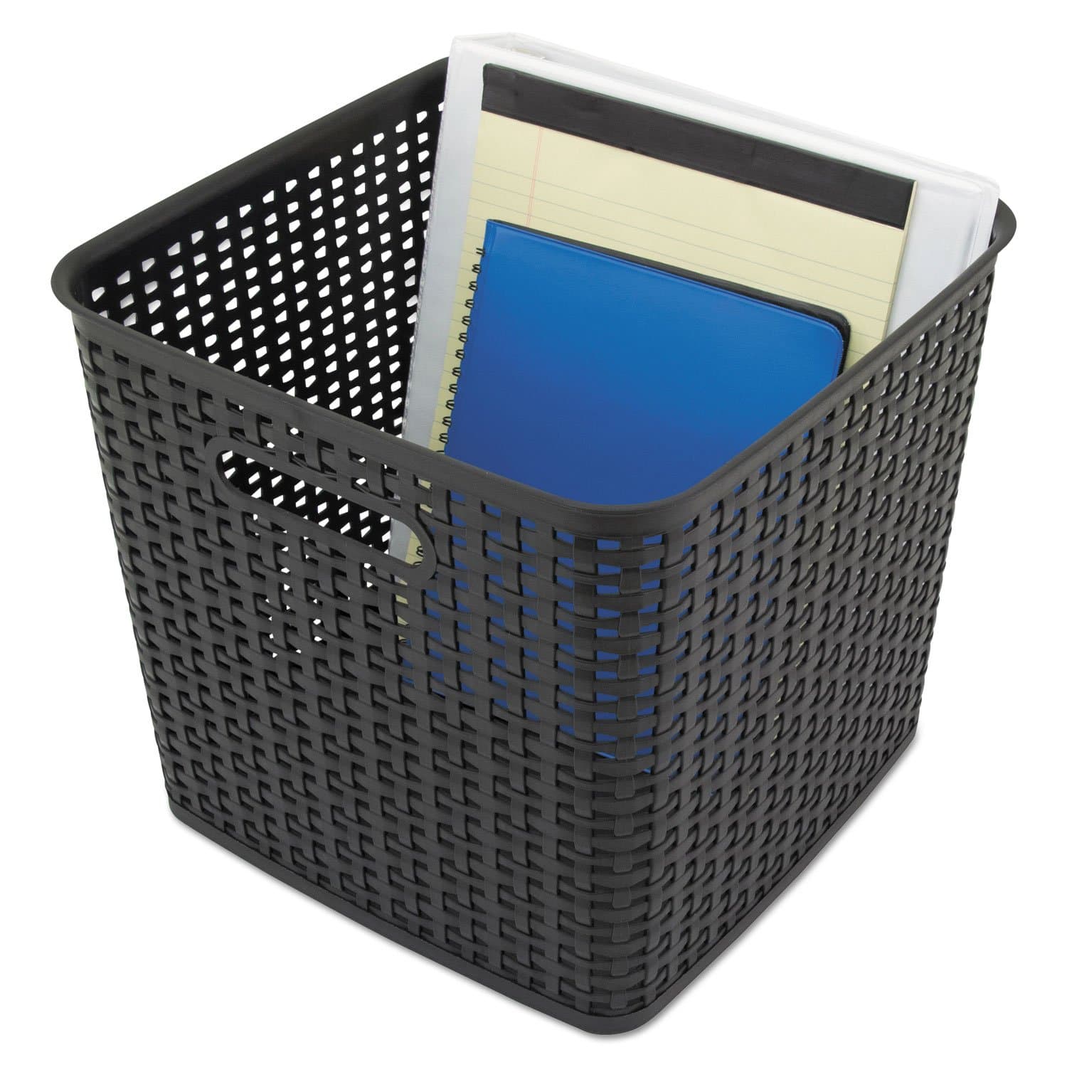 Advantus 40376 Extra Large Weave Bin, 12.64-Inch x 11-Inch, Black, 2/Pack