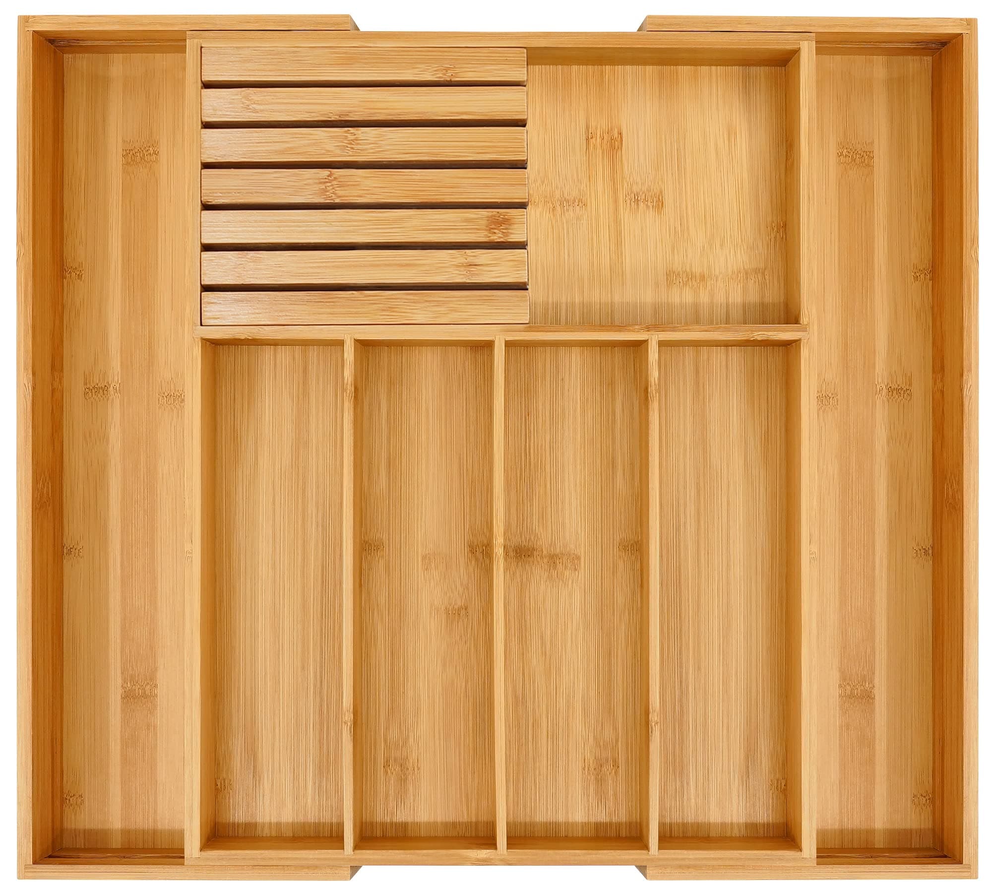 VaeFae Bamboo Expandable Cutlery Organizer, Removable Knife Block, Large