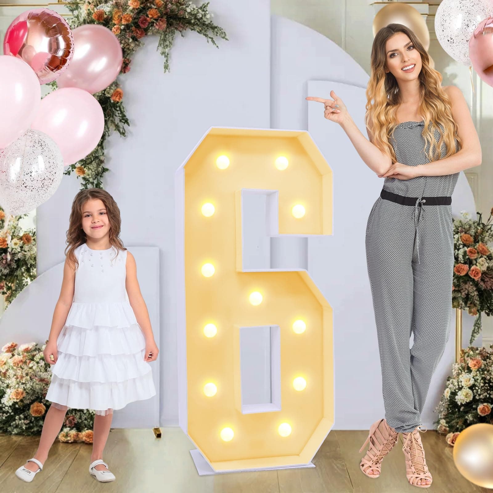 GGPL 4ft Marquee for Numbers, Multifunctional Marquee for Numbers 4 Feet Tall, Mosaic Numbers for Balloons, Light up Numbers for Party Decorations, Birthday, Anniversary Party Decor (Number 6)
