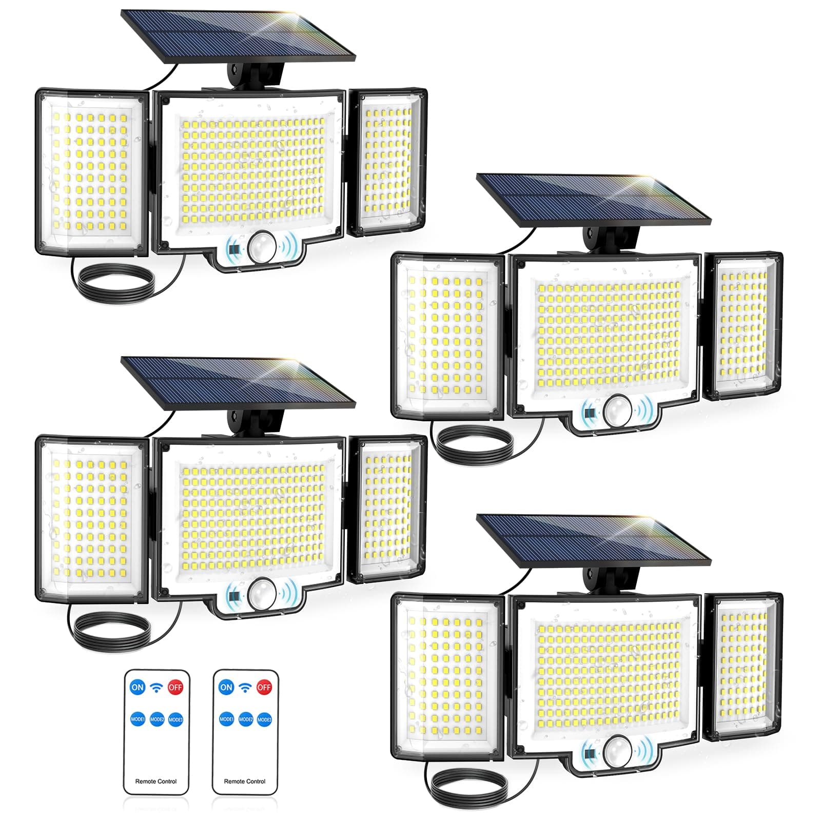 4 Pack Solar Lights Outdoor, 3500LM Motion Sensor Security Flood Lights