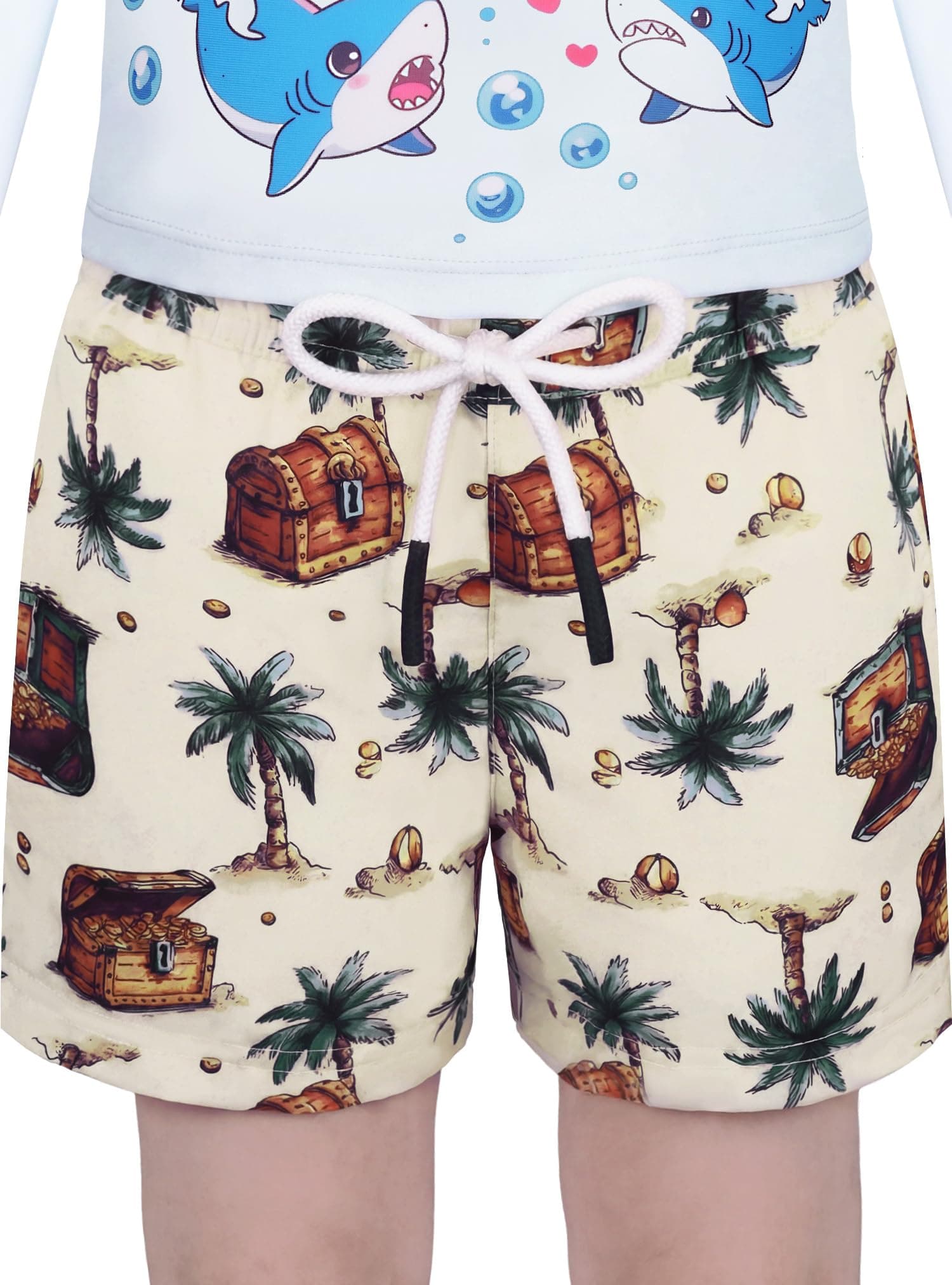 Bliblitata Boys Swim Trunks Quick Dry with Stretch Compression Liner, Beach Shorts for Toddler, Swimwear 2T 3T 4T 5 6 7 8 10 12 14 16 Years Treasure-5/6