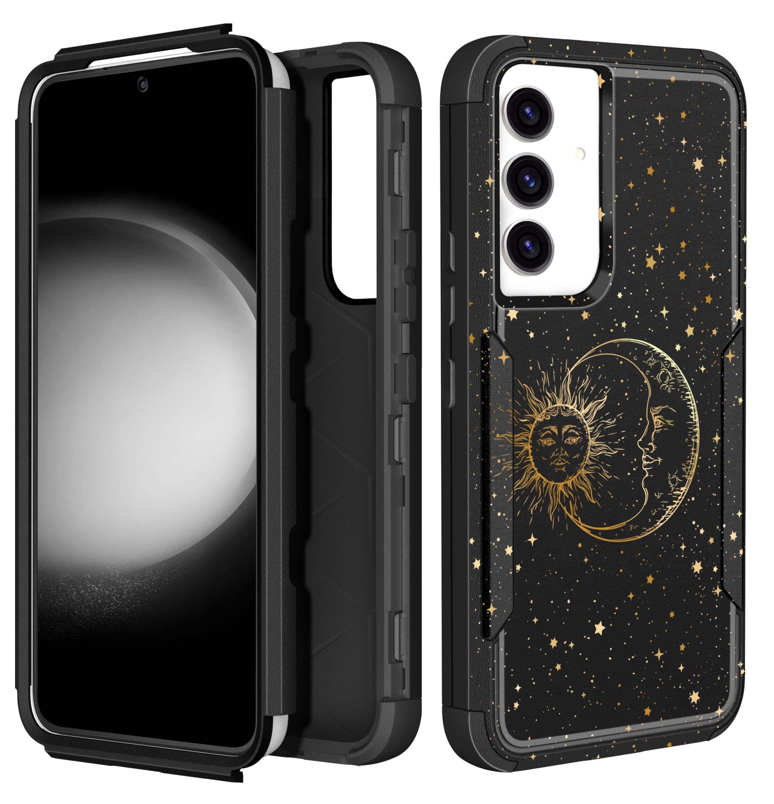 Plakill for Samsung Galaxy S24/S25 Case for Women - Cute Phone Cover Cool Aesthetic Unique Design Teen Sun and Moon Heavy Duty Protective Shockproof Funda Samsung S24/S25 Case