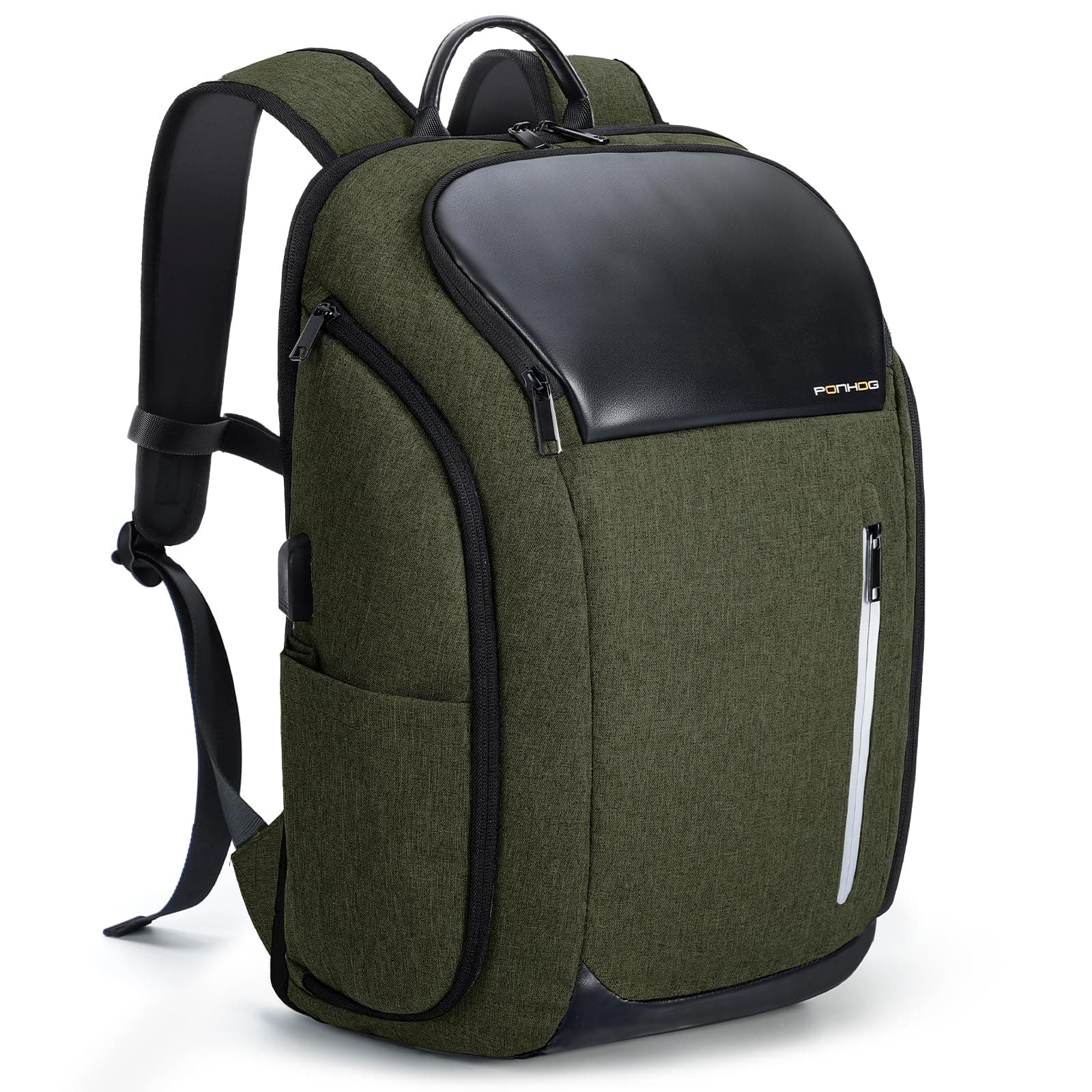 Ponhog Laptop Backpack for Men - 17.3 Inch Anti-Theft Travel Backpack with USB Charging Port, Water Resistant Laptop Computer Backpack Flight Approved Carry On Backpack for Work College, 30L