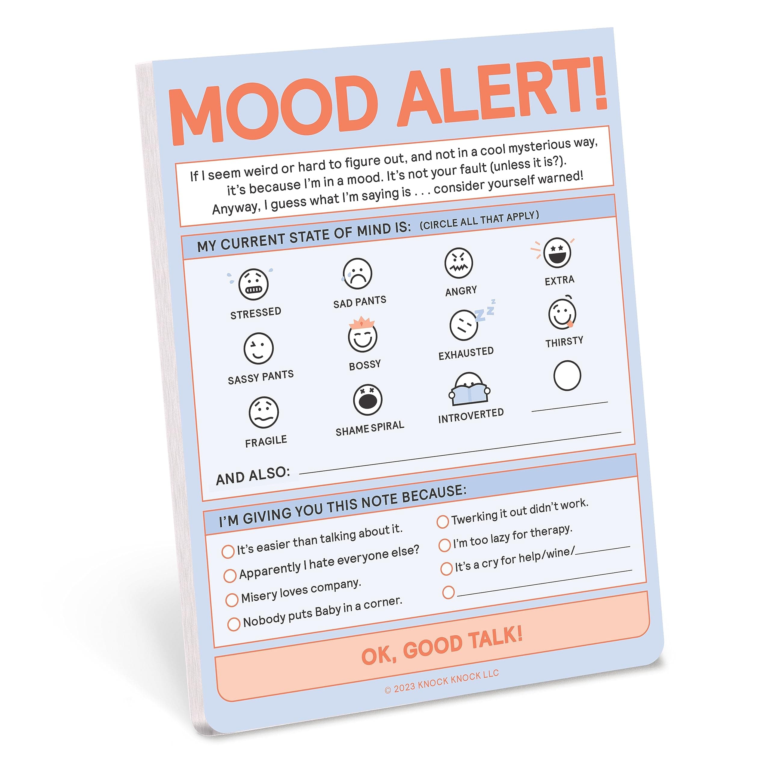 Knock Knock 1-Count Today's Mood Nifty Note Pad, Mood Tracker Pad & Funny Notepads, 4 x 5.25-inches