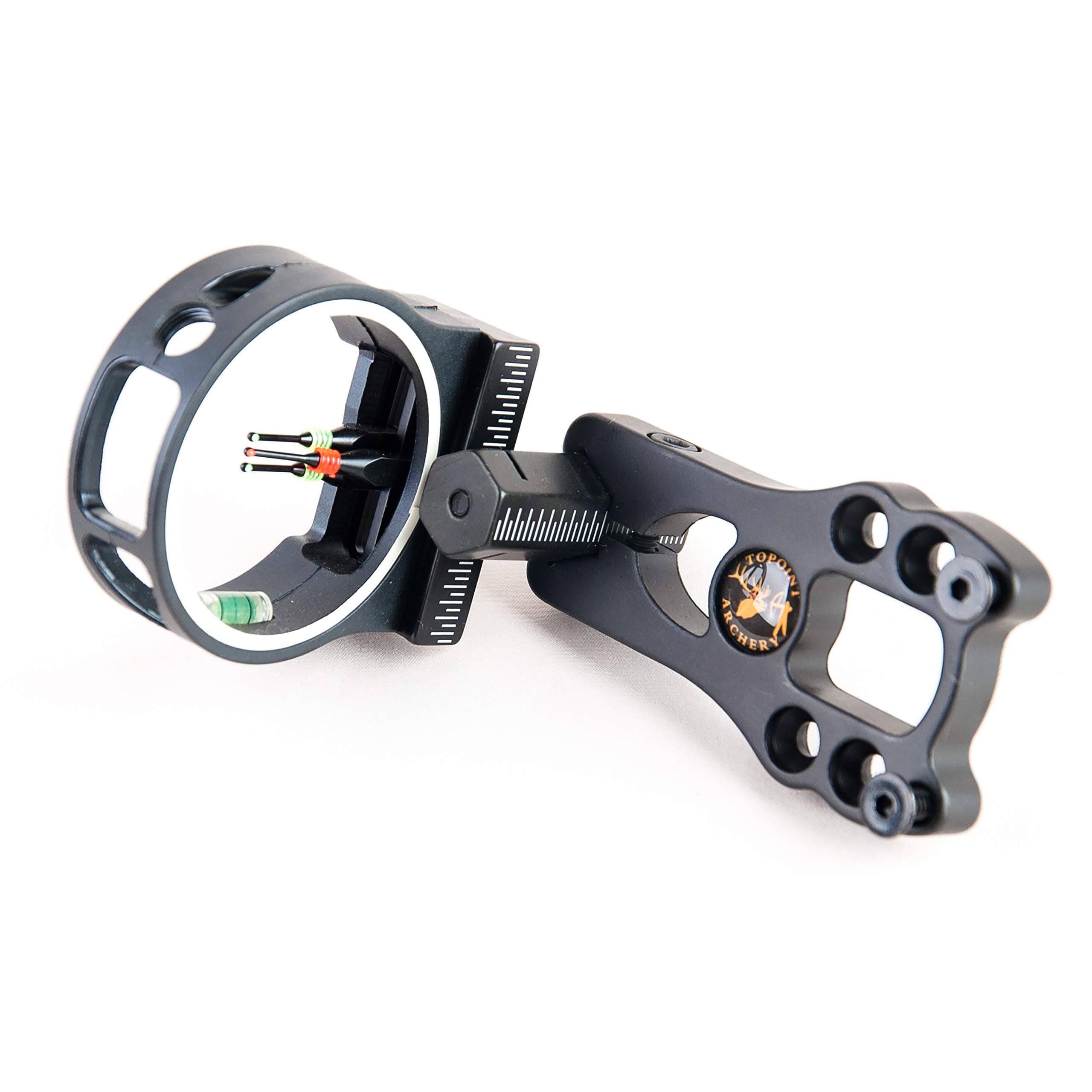 TOPOINT Archery 3 Pin Bow Sight - Fiber, Brass Pin, Aluminum Machined - Right and Left Handed
