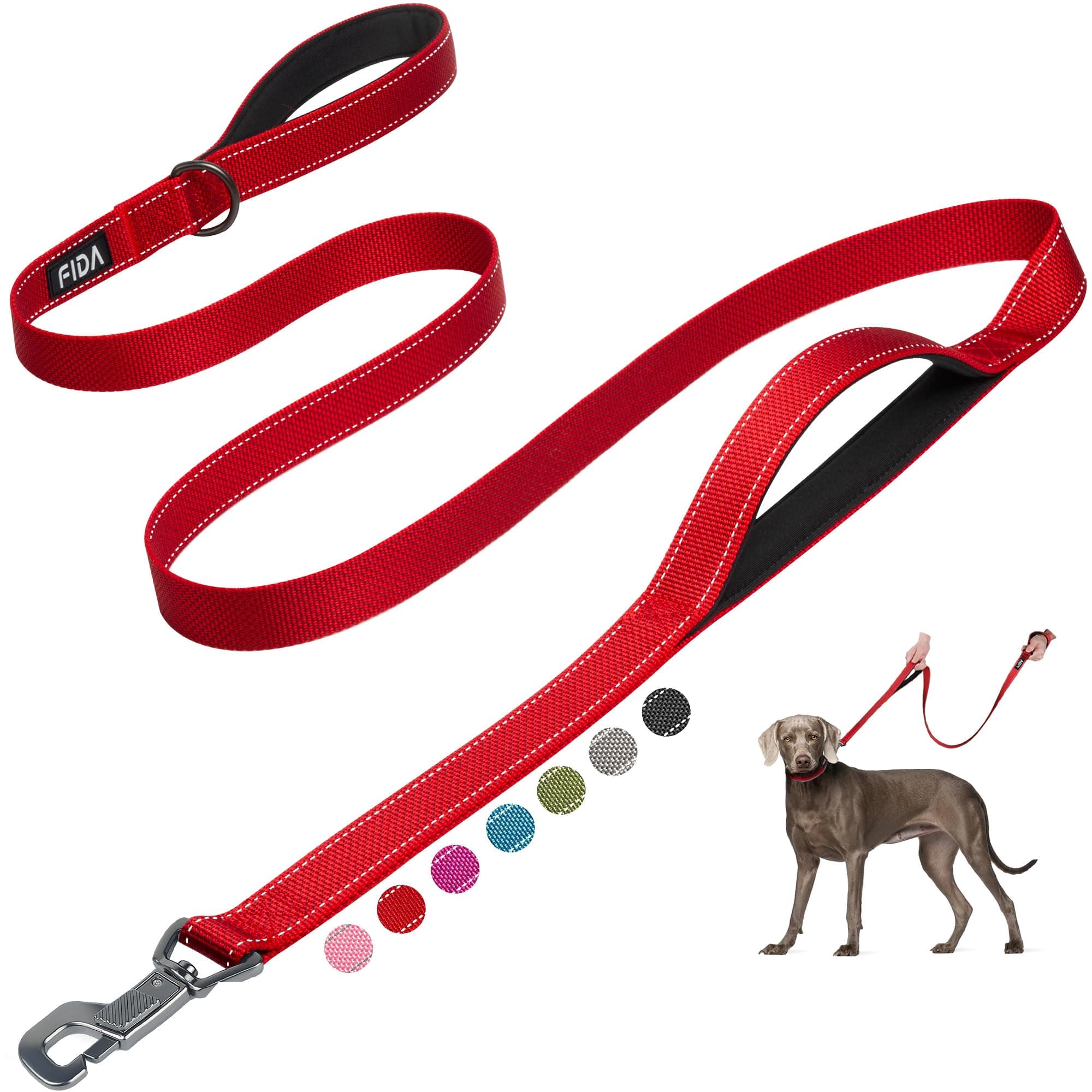 Fida Heavy Duty Dog Leash for Medium Large Dogs, 6 FT, Dual Padded Handles