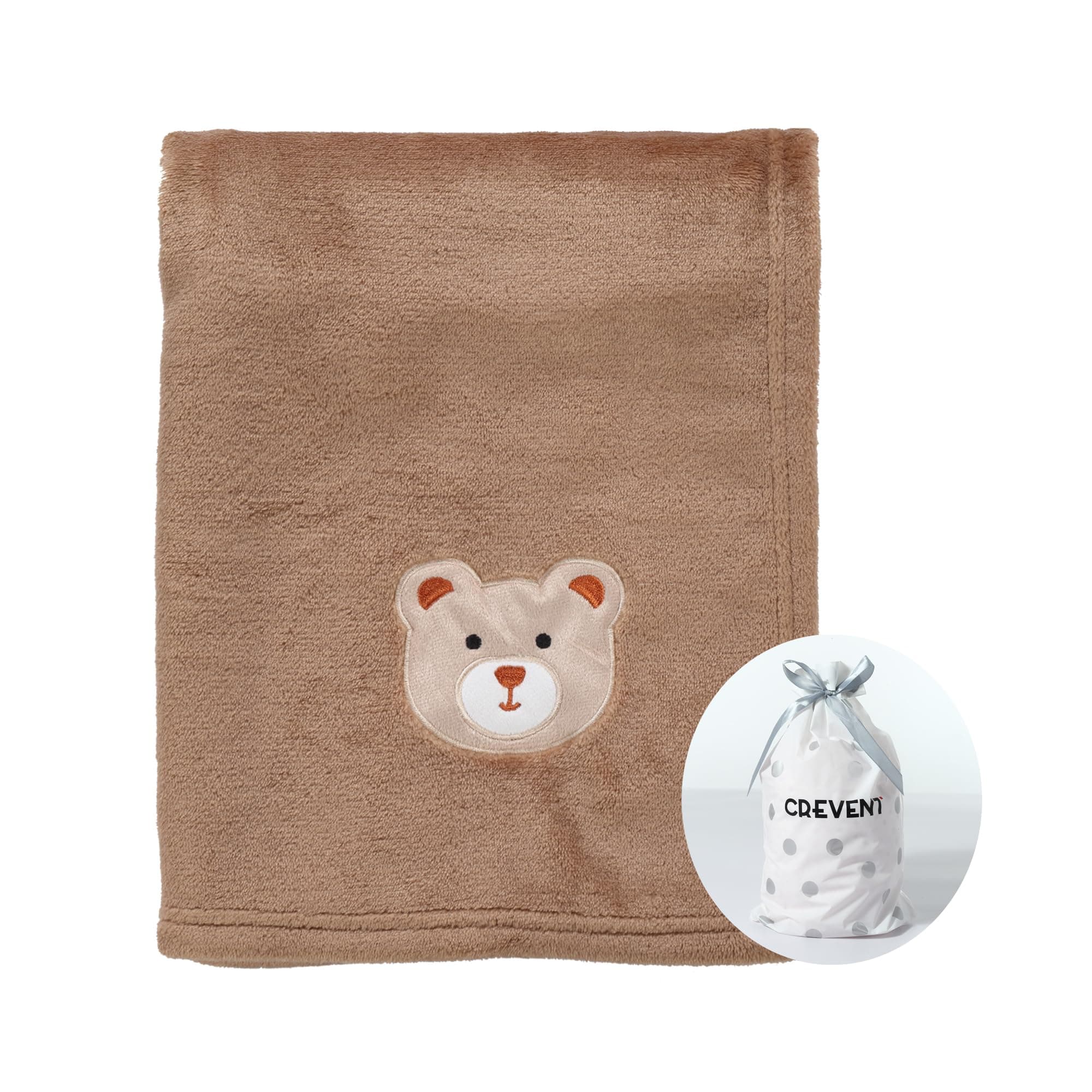 CREVENT 30''X40'' Cute Cozy Fluffy Warm Baby Blanket for Girls Boys Infants Toddlers' Bedding Crib Cot Stroller, Baby Shower Birthday Newborn's Gift - Bear