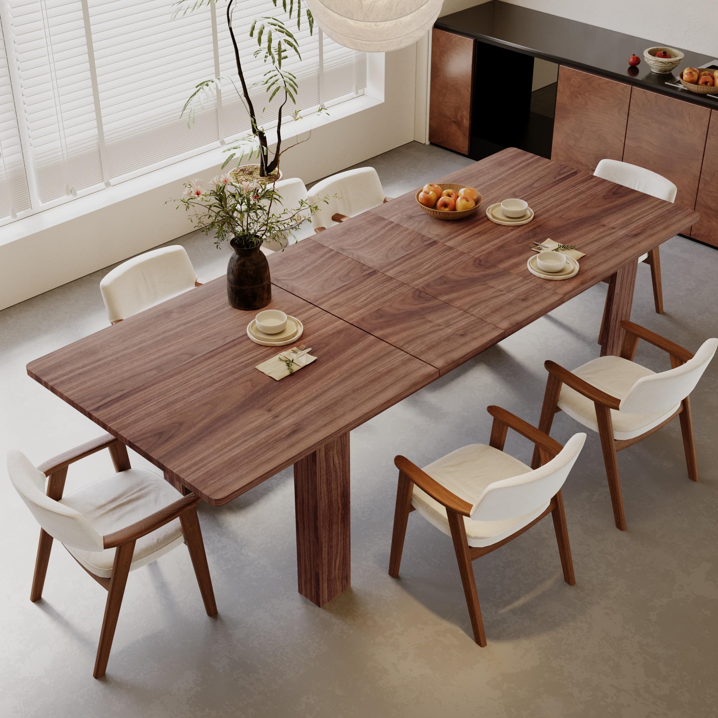 JassmiPkwy Expandable Dining Table for 6 8 People, Rectangular Wooden Indoor Dinner Tables, Large Kitchen Dining Table for Home,Brown