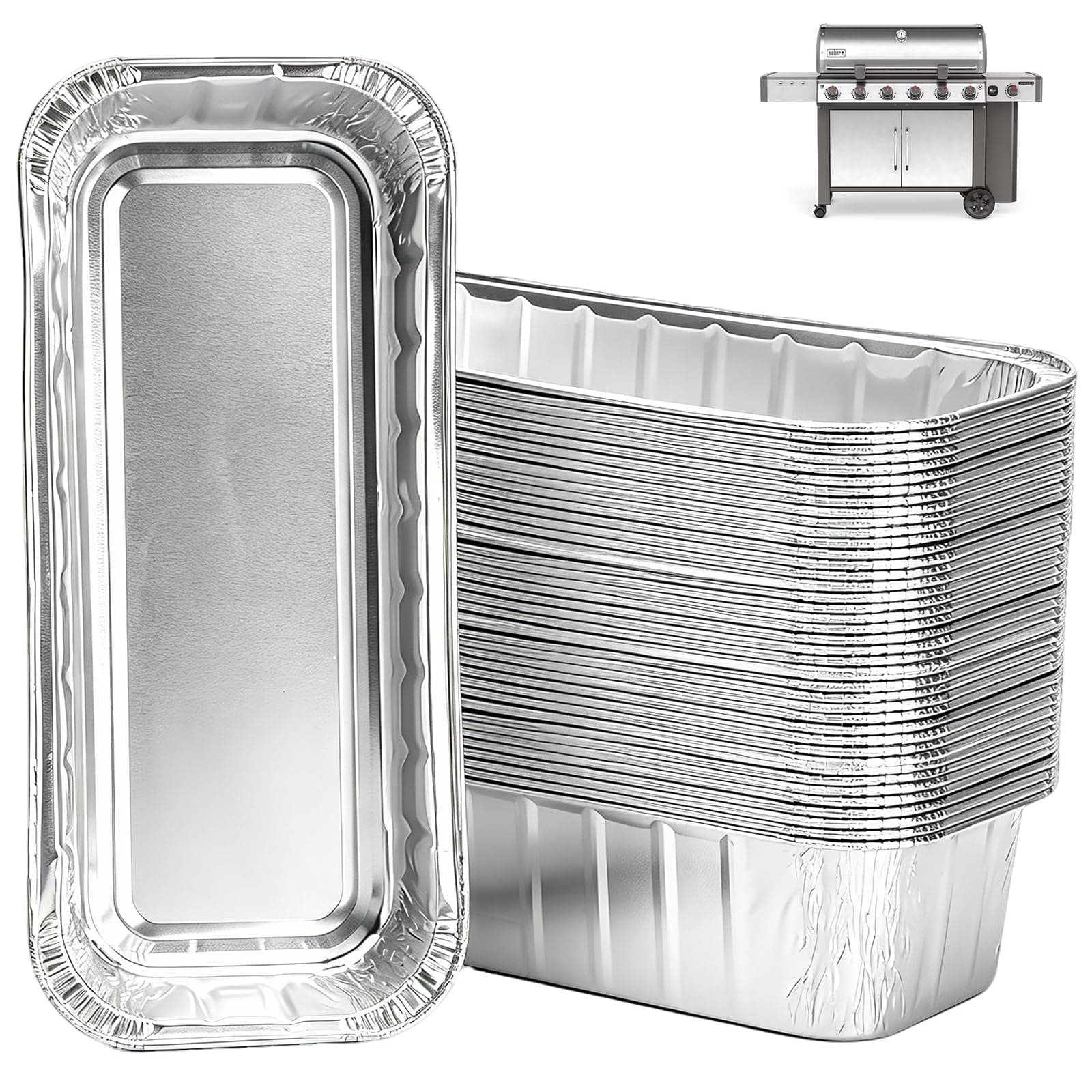 WEBROIL 6498 6417 Grease Catcher Pans for Weber Genesis II 400 & 600,Aluminum Foil Tray Liners for Weber 28''/36" Gas Griddle, for Weber 400/600 Summit Series Smokefire EX6 EPX6 EX4 Gas Grill,20 Packs