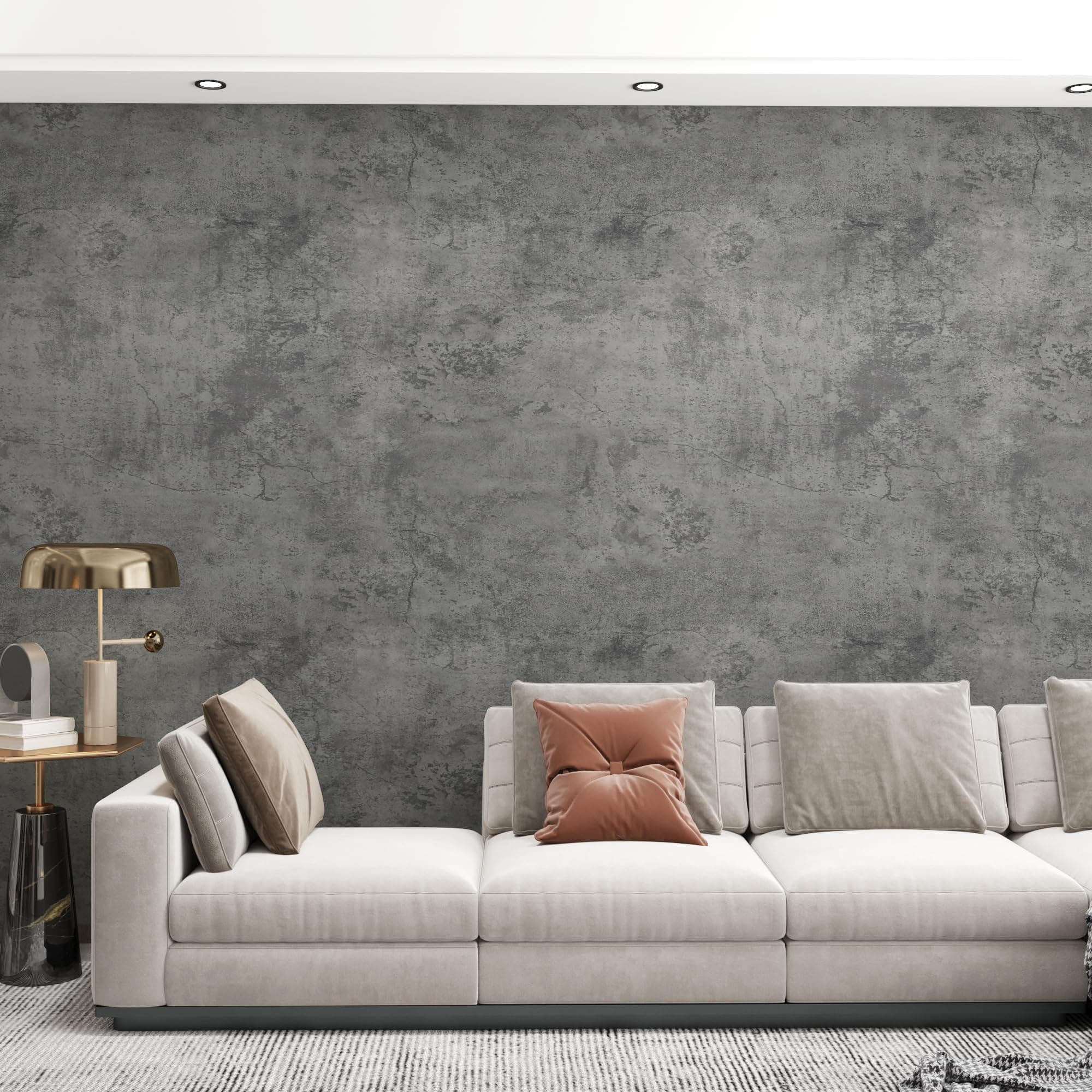 48x354inch Extra Wide Concrete Cement Texture Wallpaper Peel and Stick Dark Grey Countertop Contact Paper Matte Thicken Adhesive Waterproof Vinyl Wall Sticker for Bedroom Living Room [Cement Gray]