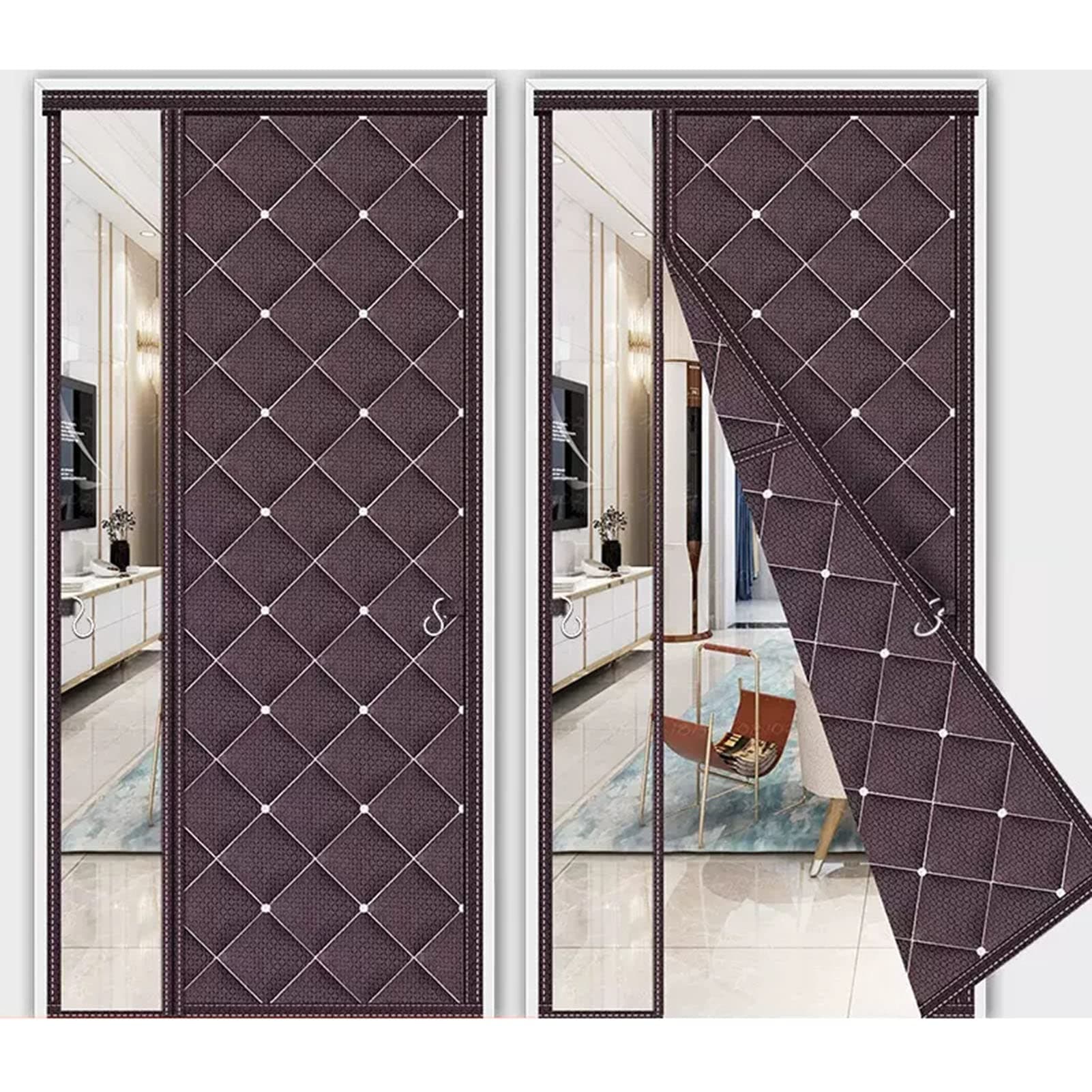 ALOBY Thermal Door Curtain，Left Right Side Opening Winter Insulated Door Cover Screen, Soundproof Oxford Blanket for Outdoor Patio (Color : Brown, Size : 80x100cm)