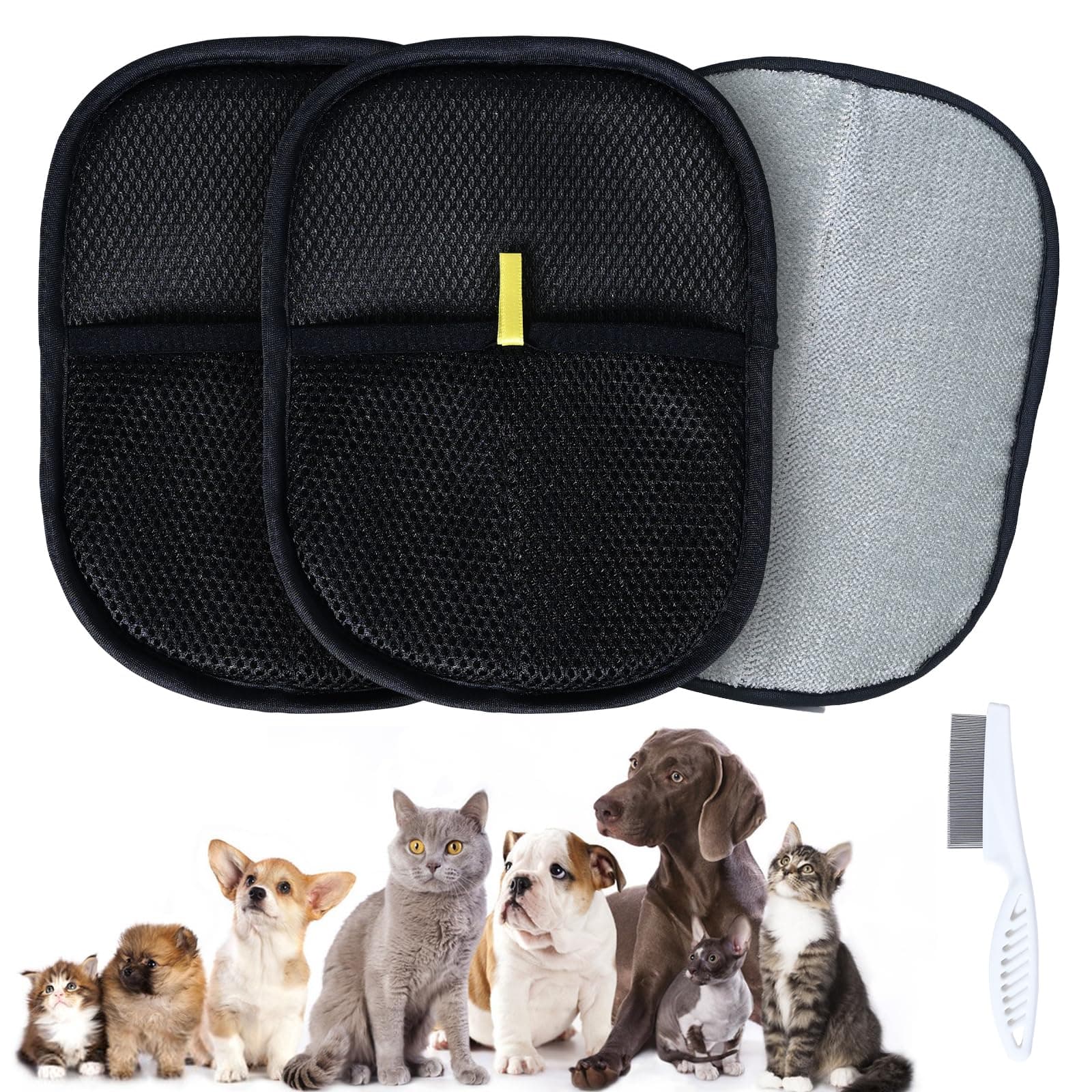 TZKGZP Pet Hair Removal Gloves, Electrostatic Pet Hair Grooming Gloves for Dog & Cat, Reusable for Carpet, Clothing,Furniture,Clothing, Couch,Bed,Curtain-2 PCS