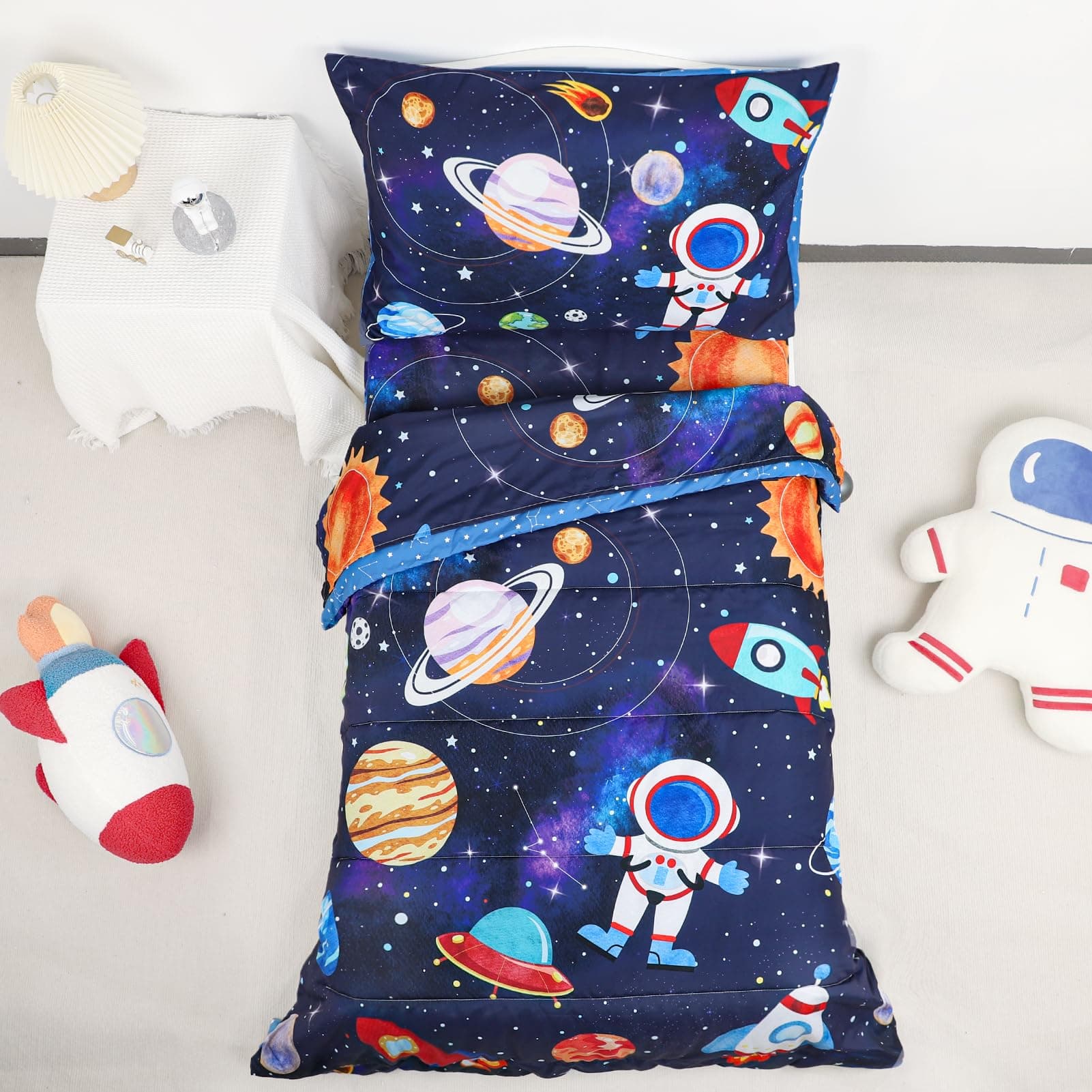 4 Pieces Toddler Bedding Set for Girls and Boys, Include Comforter, Flat Sheet, Fitted Sheet, Pillowcase