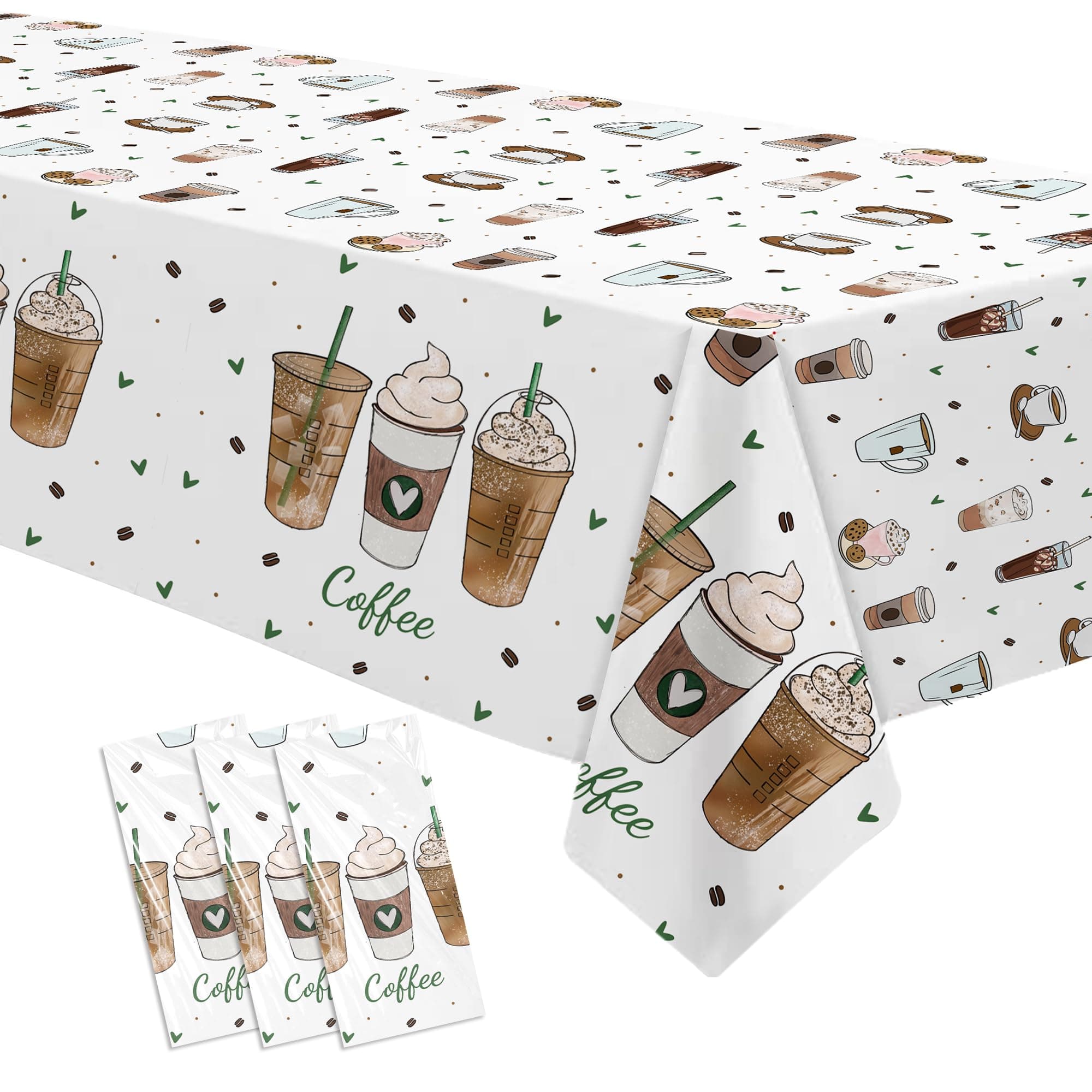 APOWBLS Coffee Party Decorations Tablecloth for Birthday Baby Shower 3 Pack