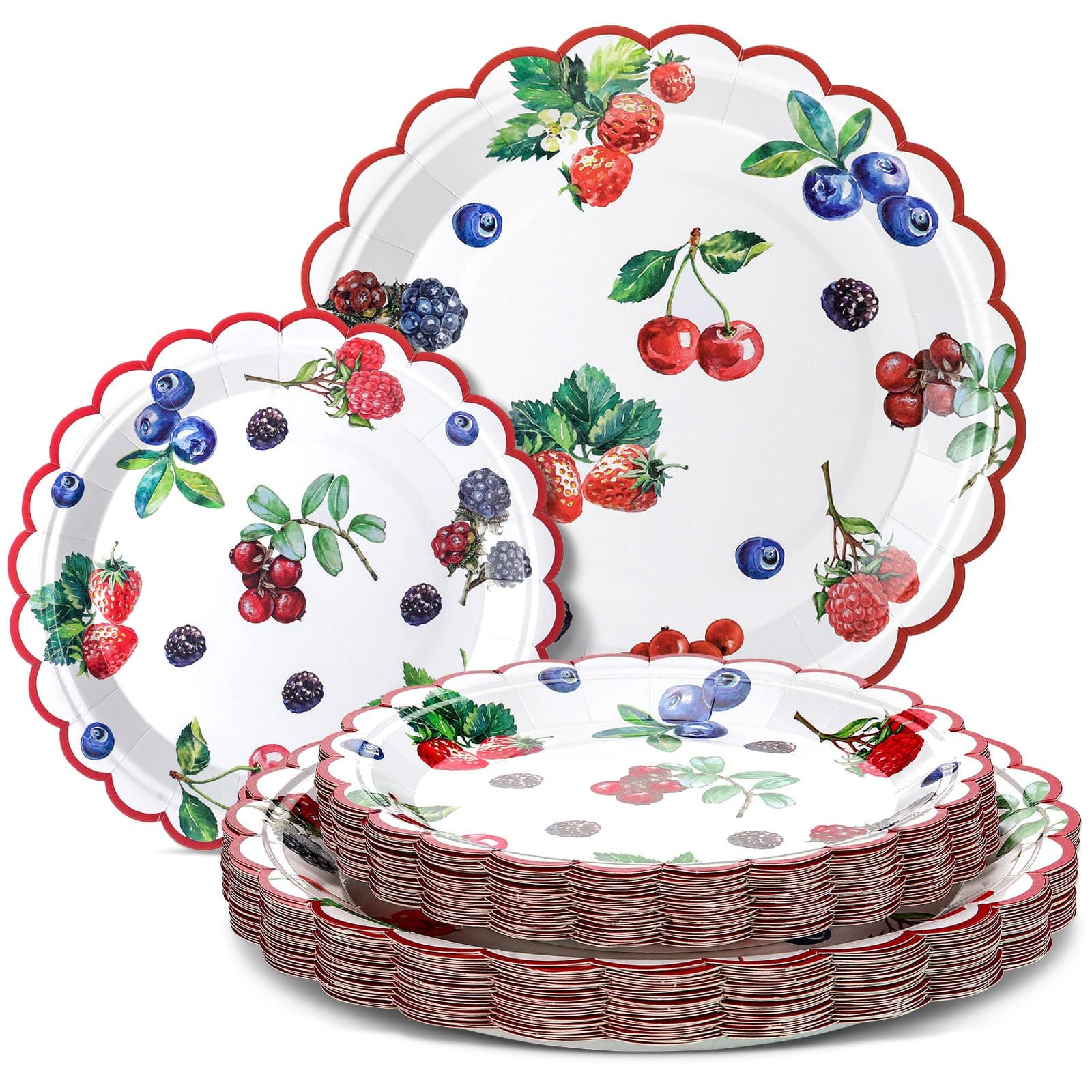 Havawish 60 Pcs Berry Paper Plates Sweet Disposable Paper Plates