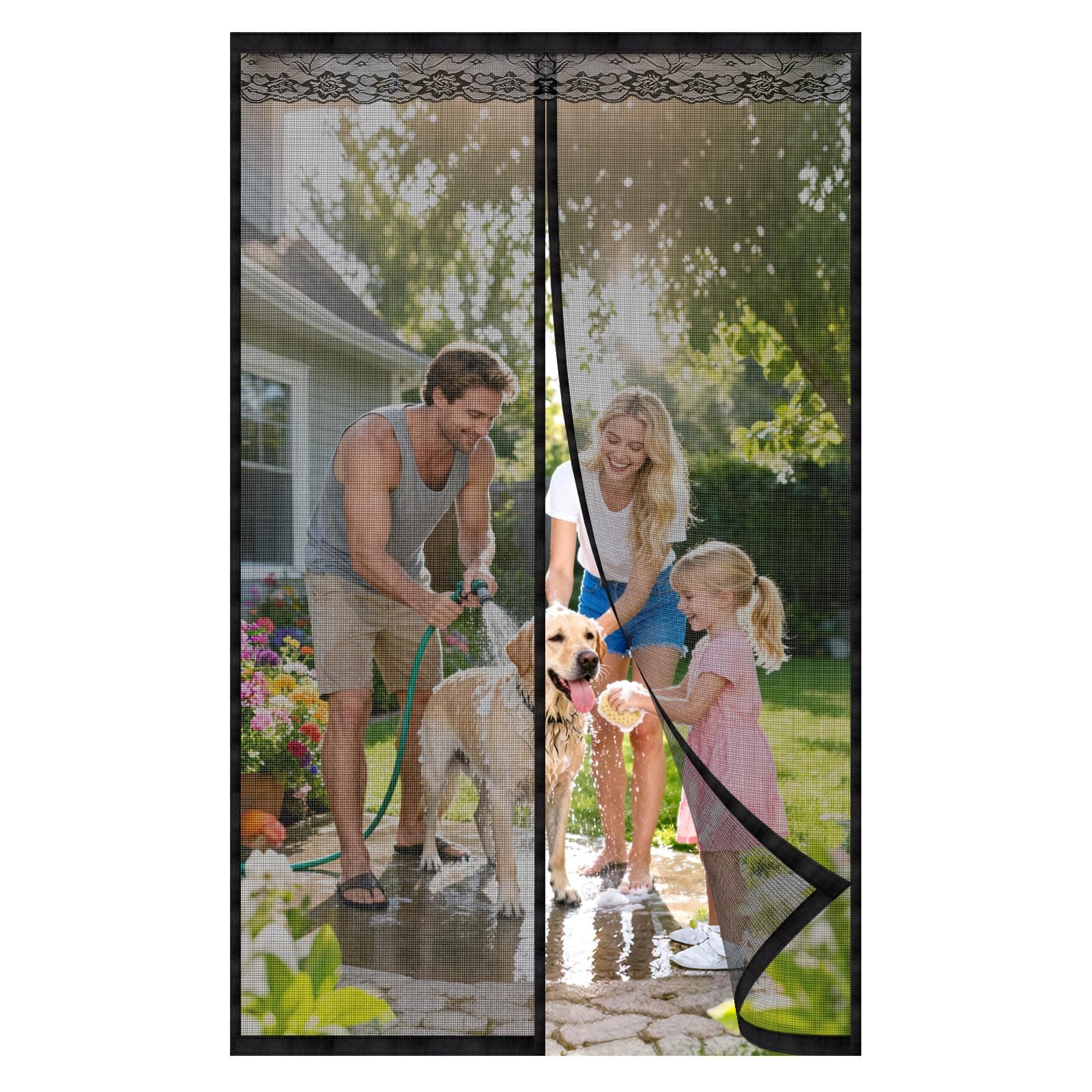 Magnetic Screen Door 40” × 83“, fits Door Size 38" x 82" Scratch-Resistant Bug Net for Door to Keep Bugs Out