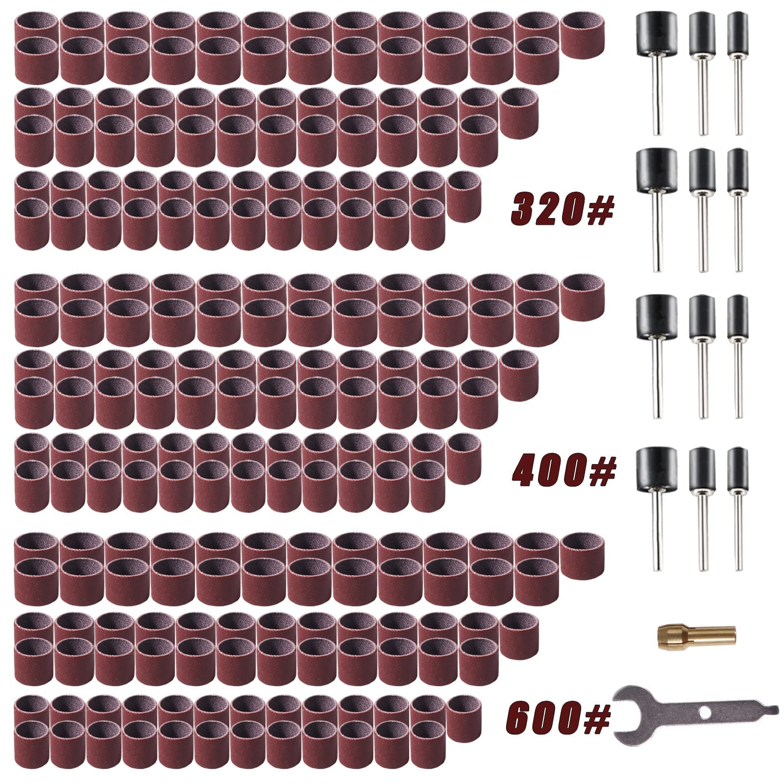 239pcs Sanding Drums Set,Rotary Tool Sanding Drums, Sanding Bits Sander Accessories for Dremel Rotary Tool Drill Woodworking 320grit,400grit,600grit