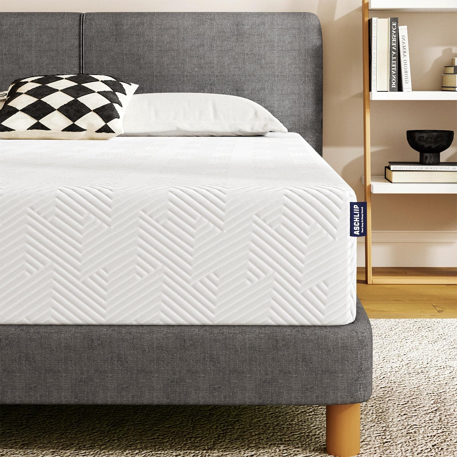 ASCHLIIP Full Mattress 10 inch Breathable Full Size Memory Foam Mattress in a Box with CertiPUR-US Foam Charcoal Infused Supportive & Pressure Relief 100-Night Trial Detachable Design Fiberglass Free