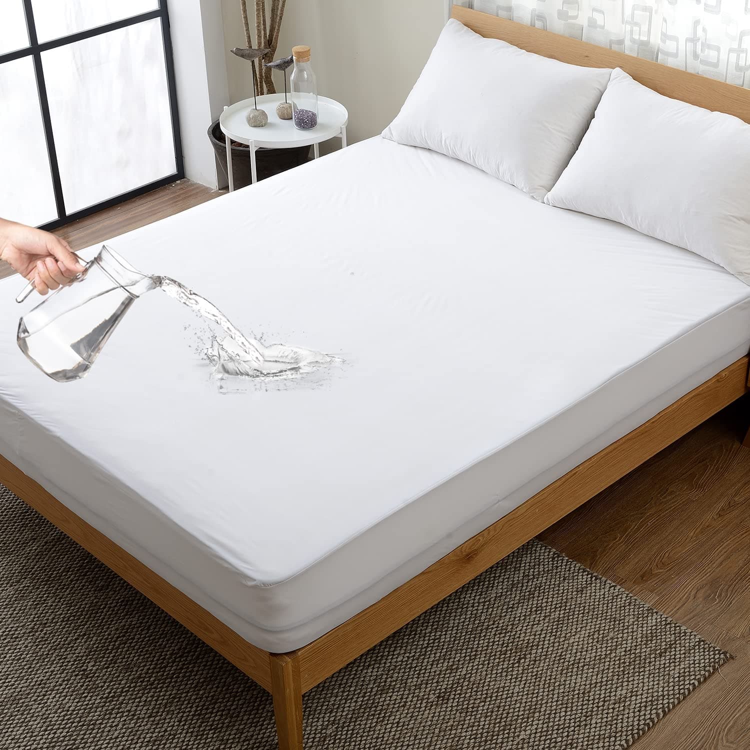 Cheer Collection Bedding Knitted Fabric Waterproof Full Mattress Protector