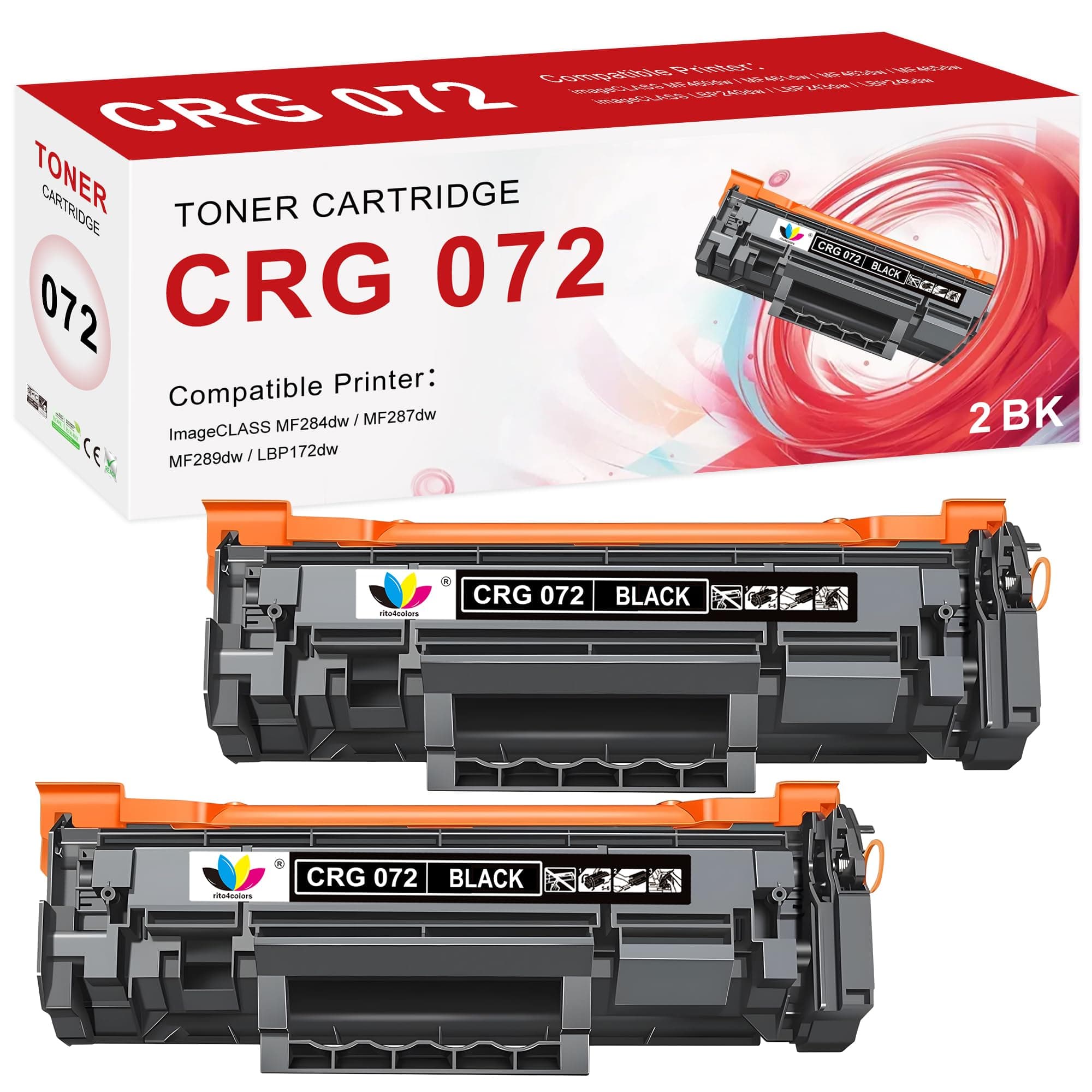 rito4colors 072 Black Toner Cartridge Replacement for Canon 072 CRG072 CRG-072H Compatible for imageCLASS MF284dw MF287dw MF280 LBP170 MF289dw Series Printer