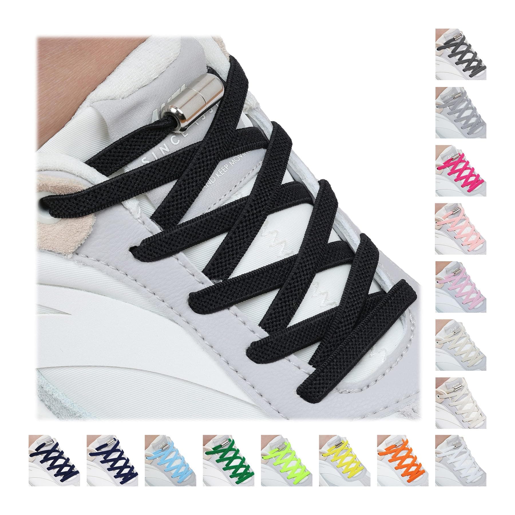 Handshop No Tie Shoe laces, Elastic Shoelaces with Laces Lock Black