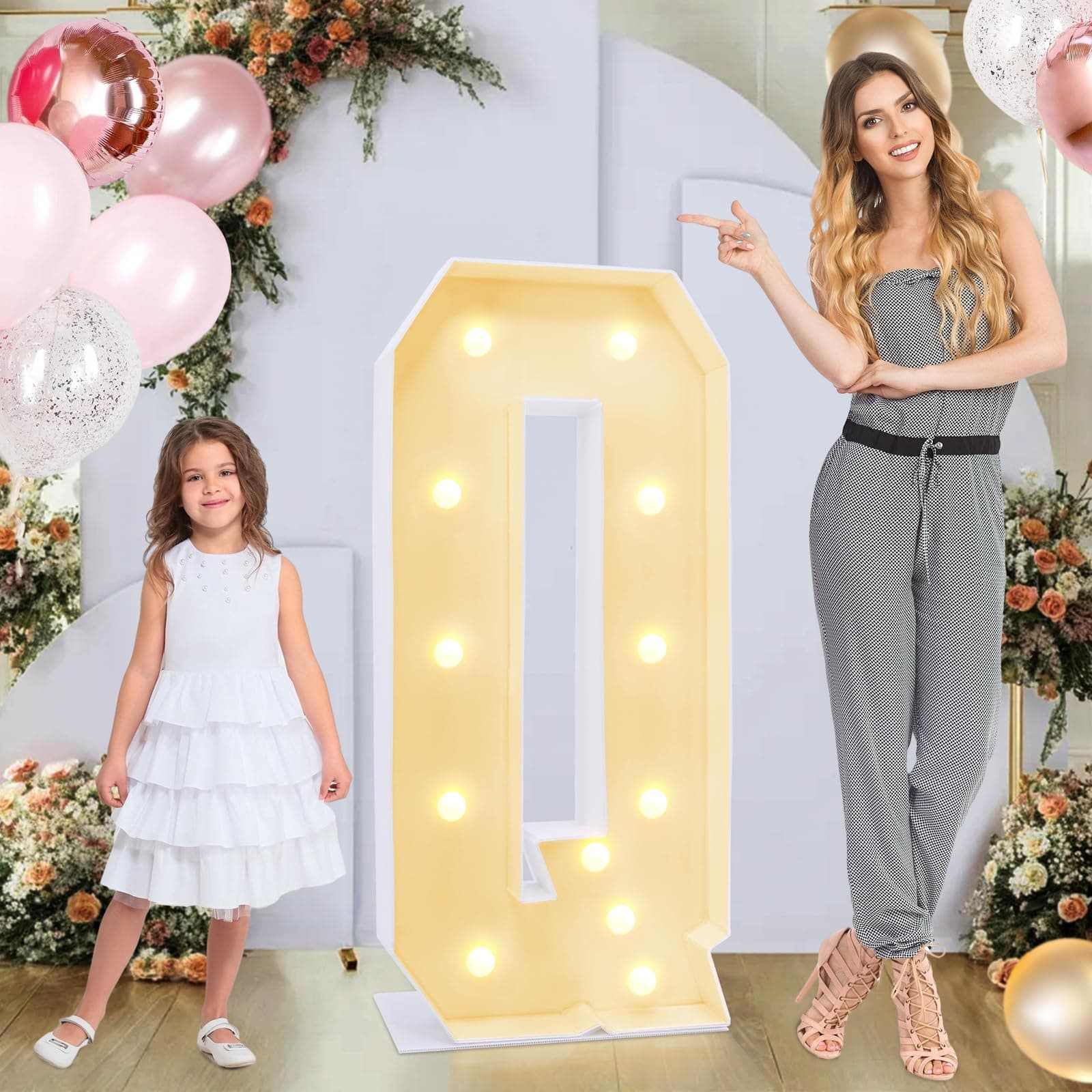 GGPL 4ft Marquee for Letters, Large Light up Letters, Multifunctional Large Marquee for Letters 4 Feet Tall for Party Decorations, Letter Balloons, Wedding Decor, Proposal Decorations (Letters Q)