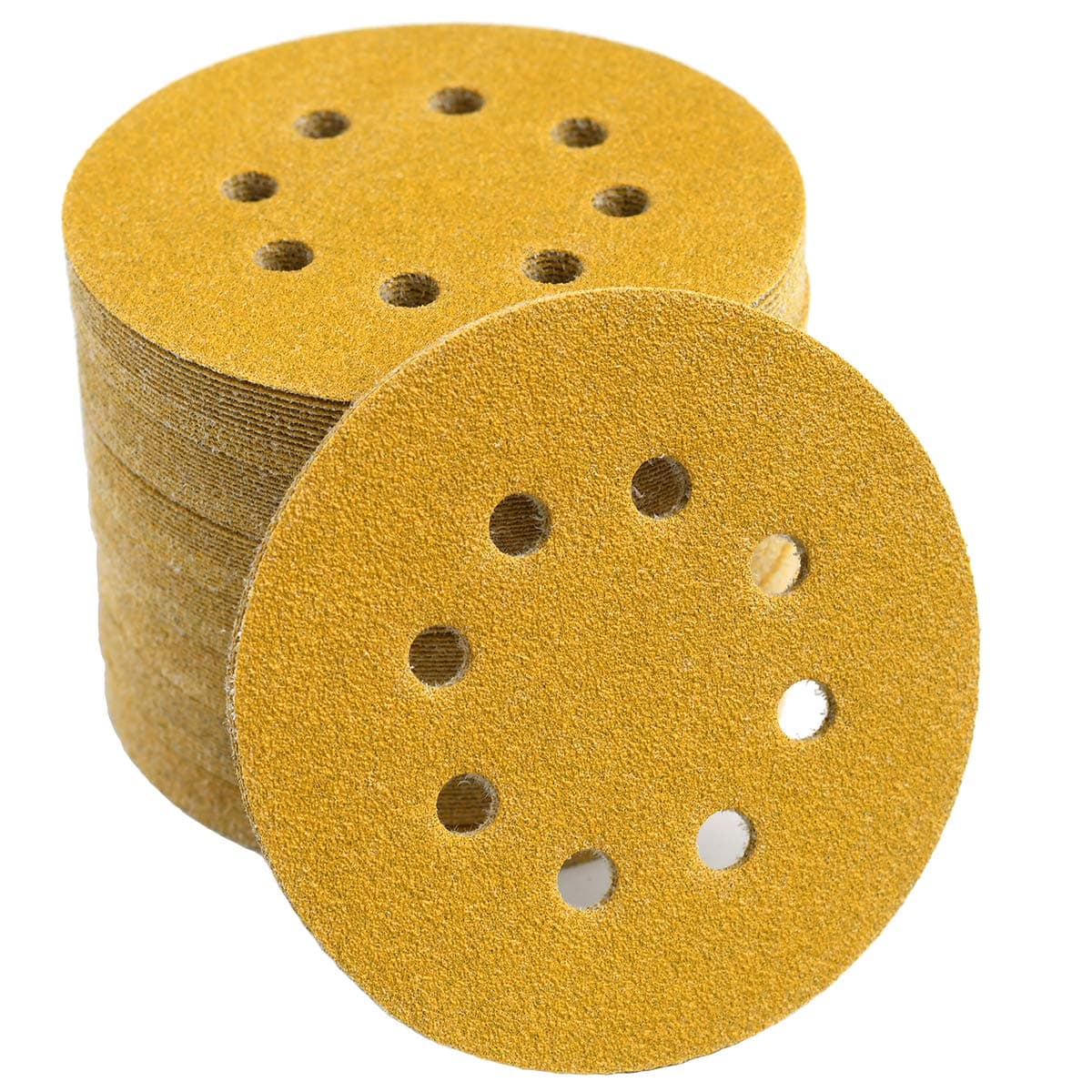 Aiyard 5-Inch 8-Hole Hook & Loop Sanding Discs 80-Grit Sandpaper, 100-Pack