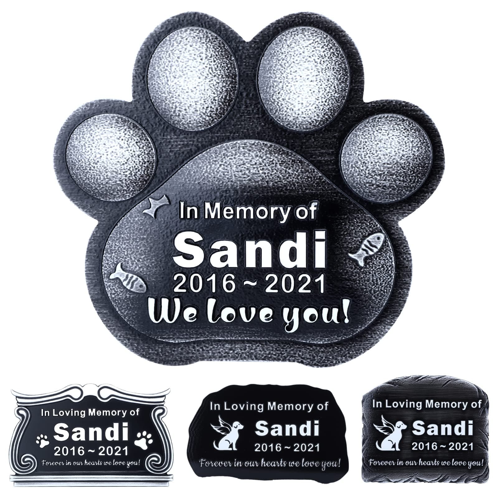 Personalized Pet Memorial Headstone Engraved – Dog or Cat Pet – Indoor or Outdoor Customized Memorial Stones Plaque Small Grave Headstone in Loving Memory Sympathy Condolences Gift