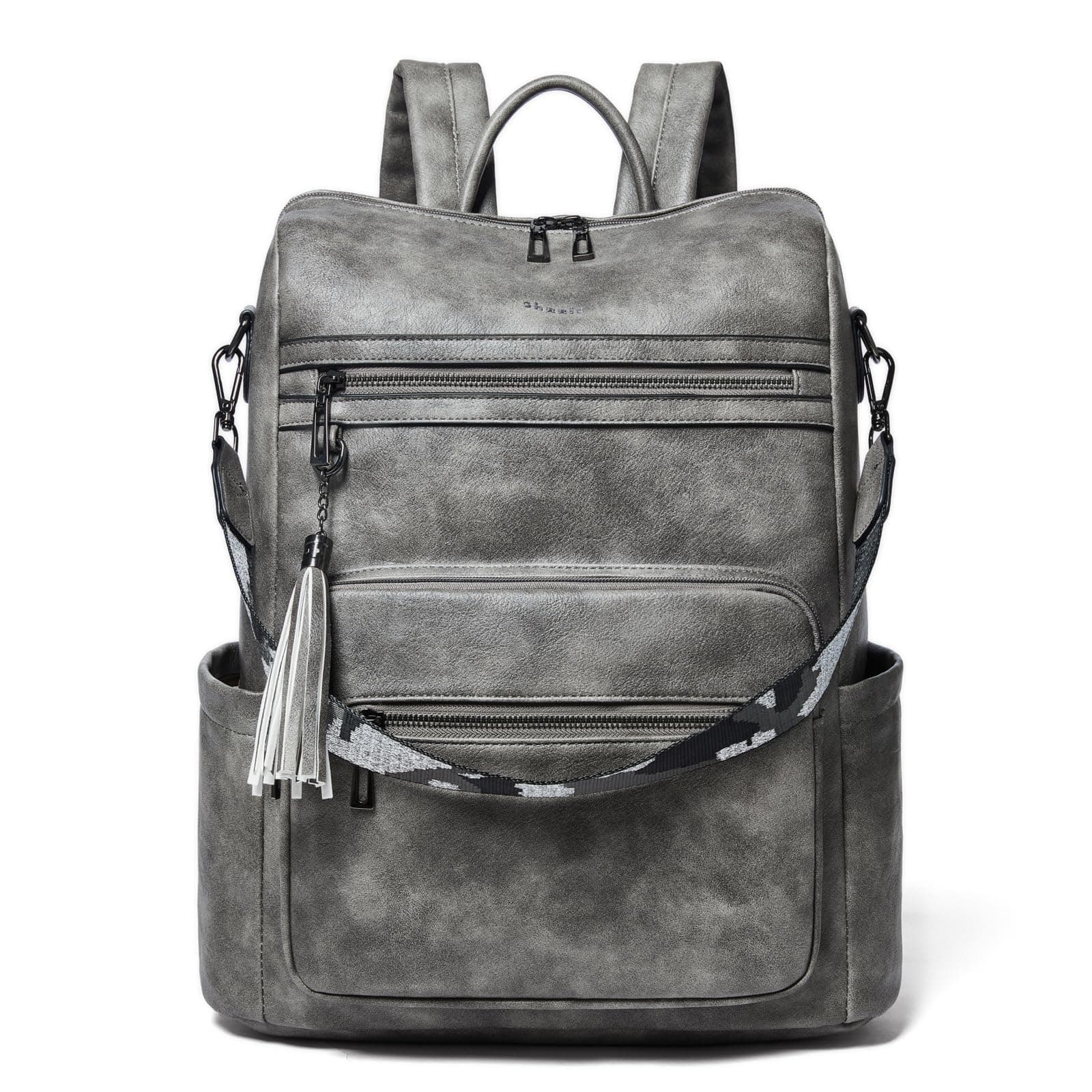 Shrrie Large Vegan Leather Laptop Backpack for Women 15.6 inch Work Backpack Fashion Travel Backpack Purse for Business College