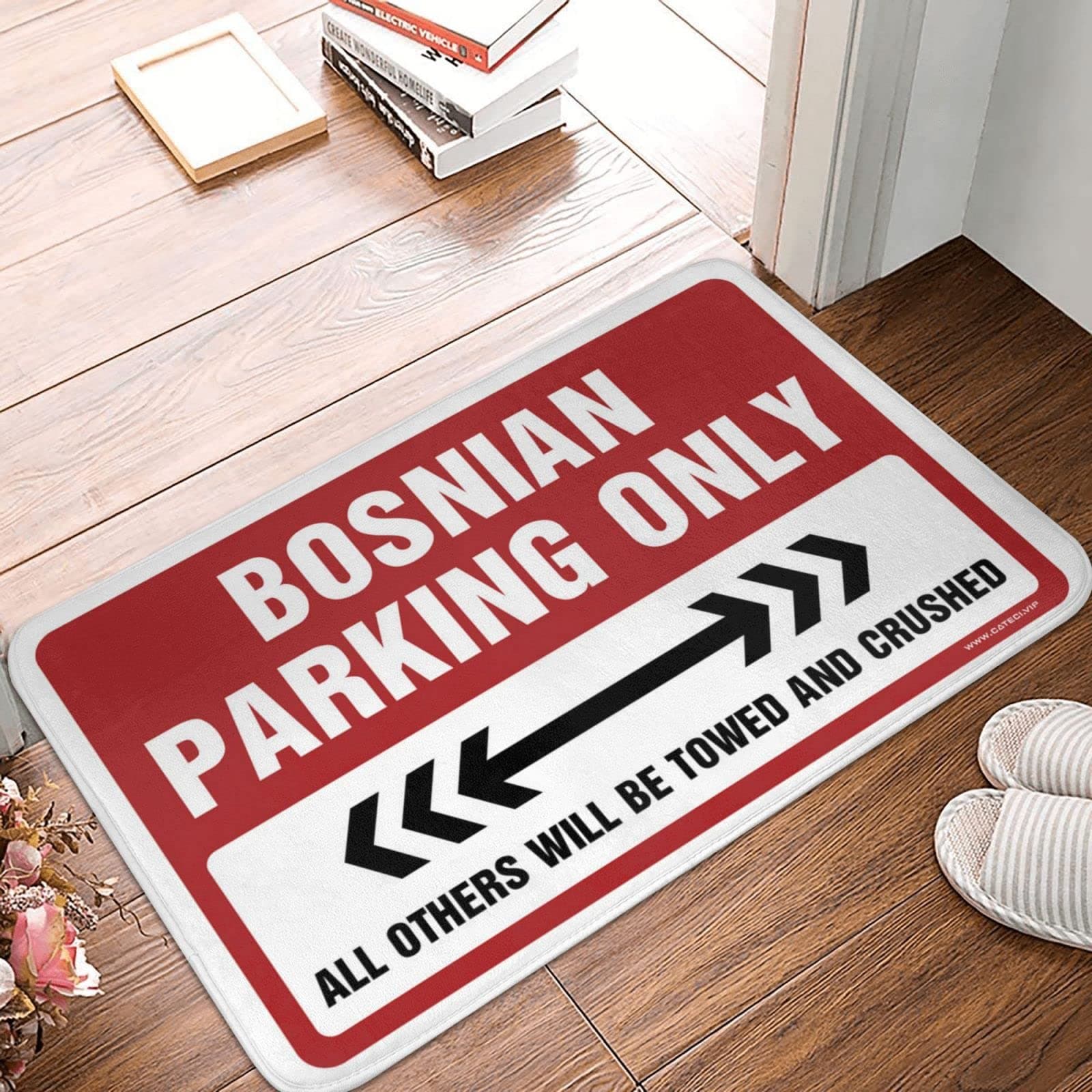 Funny Text Doormat Bosnian Parking Only Rug Indoor Outdoor Carpet Fall Outdoor Welcome Mat(Size:65X90CM)