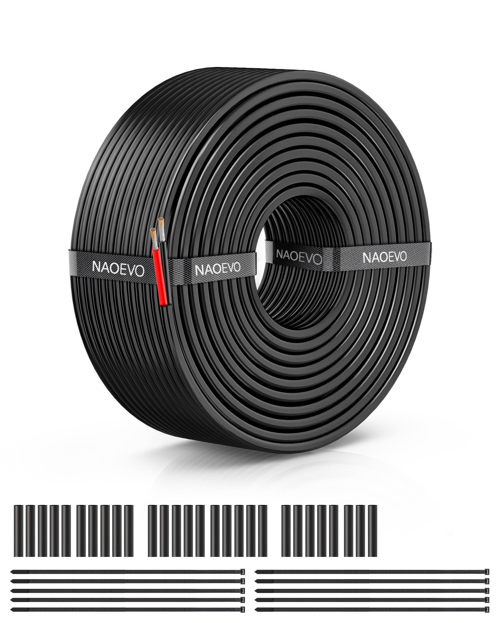 NAOEVO 20 Gauge Wire 2 Conductors, Tinned Copper Electrical Wire 12V, 50FT
