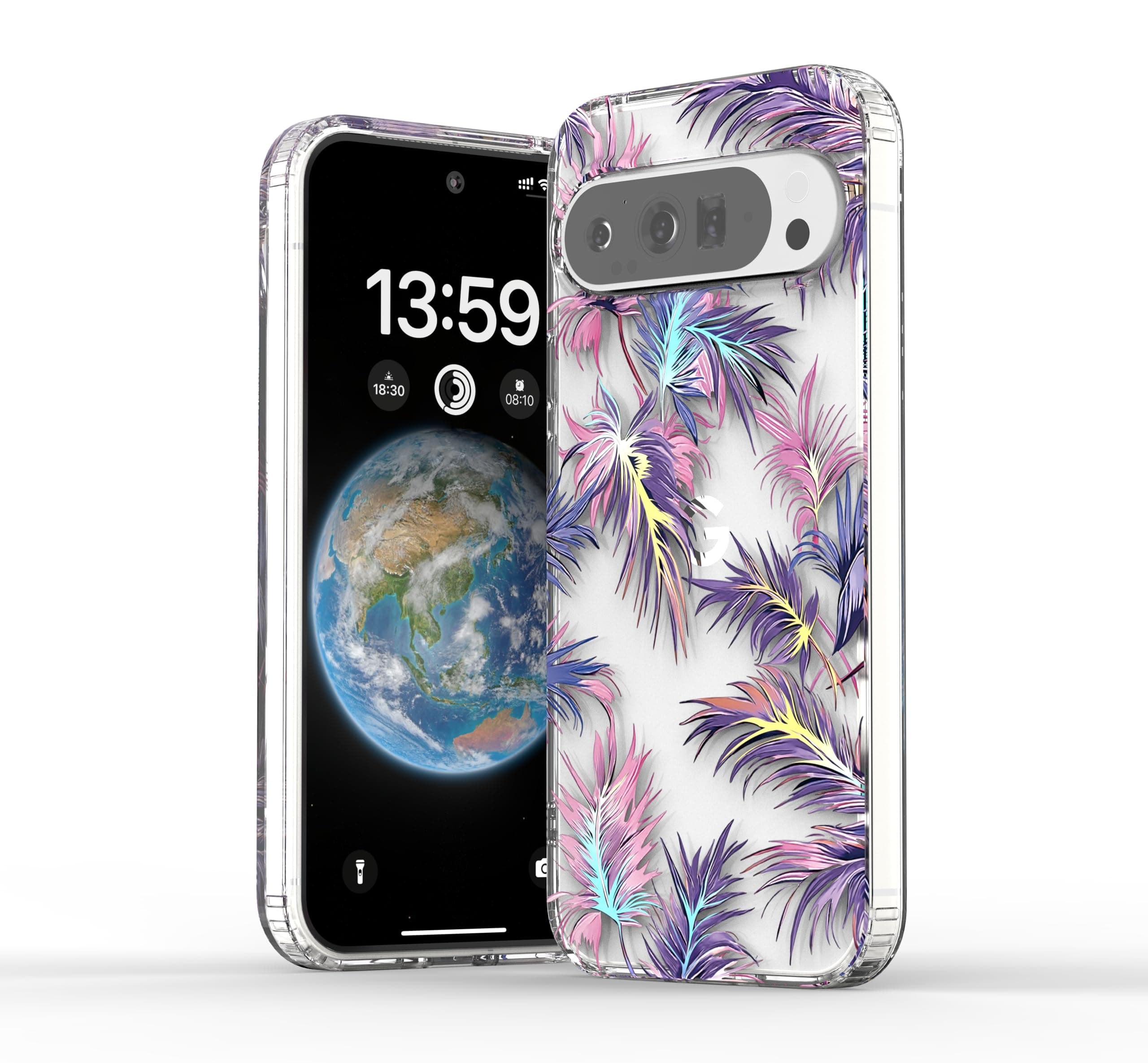 for Google Pixel 9 Pro XL Case 6.8" Cute Aesthetics Banana Leaf Iridescent Holographic Laser Luxury Transparent Clear Shockproof Bumper Soft Acrylic Phone Cover for Women