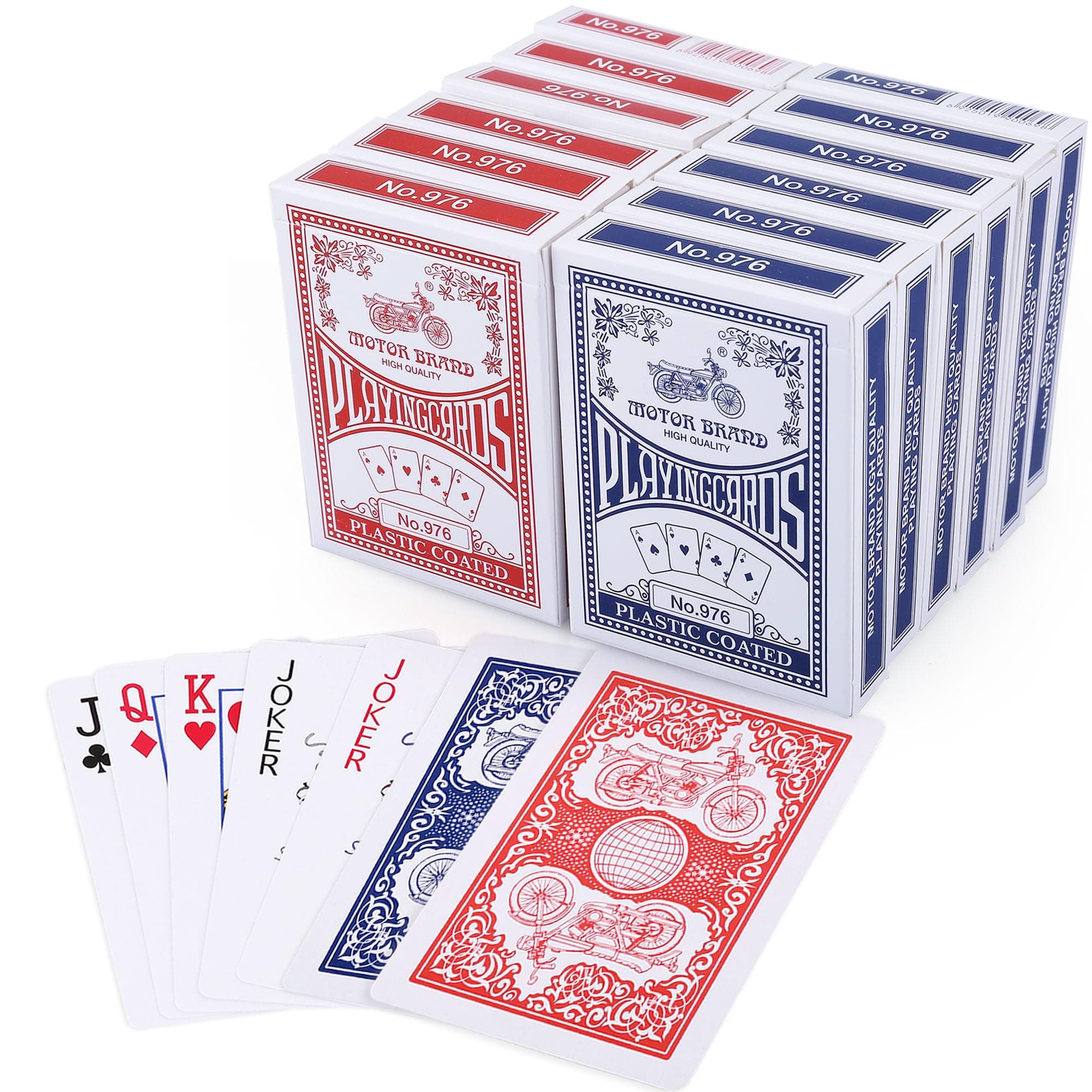 LotFancy Playing Cards, 2 Pack, Decks of Cards, Poker Size Standard Index, for Blackjack, Euchre, Canasta Card Game, Casino Grade Poker Cards, Blue and Red