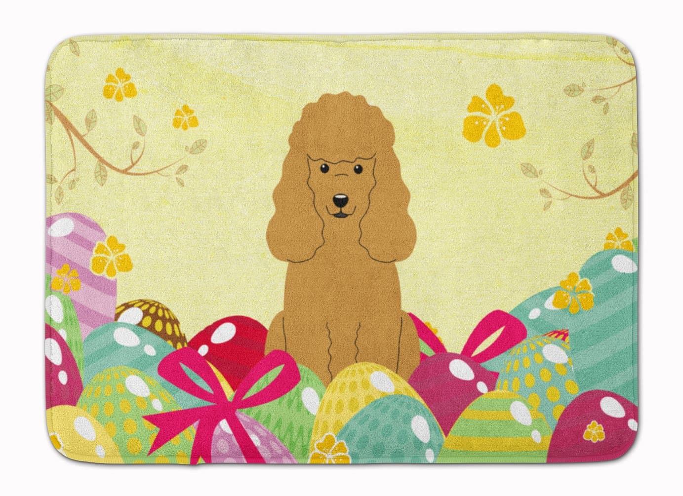 Caroline's Treasures BB6069RUG Easter Eggs Poodle Tan Machine Washable Memory Foam Mat, 19 X 27, Multicolor