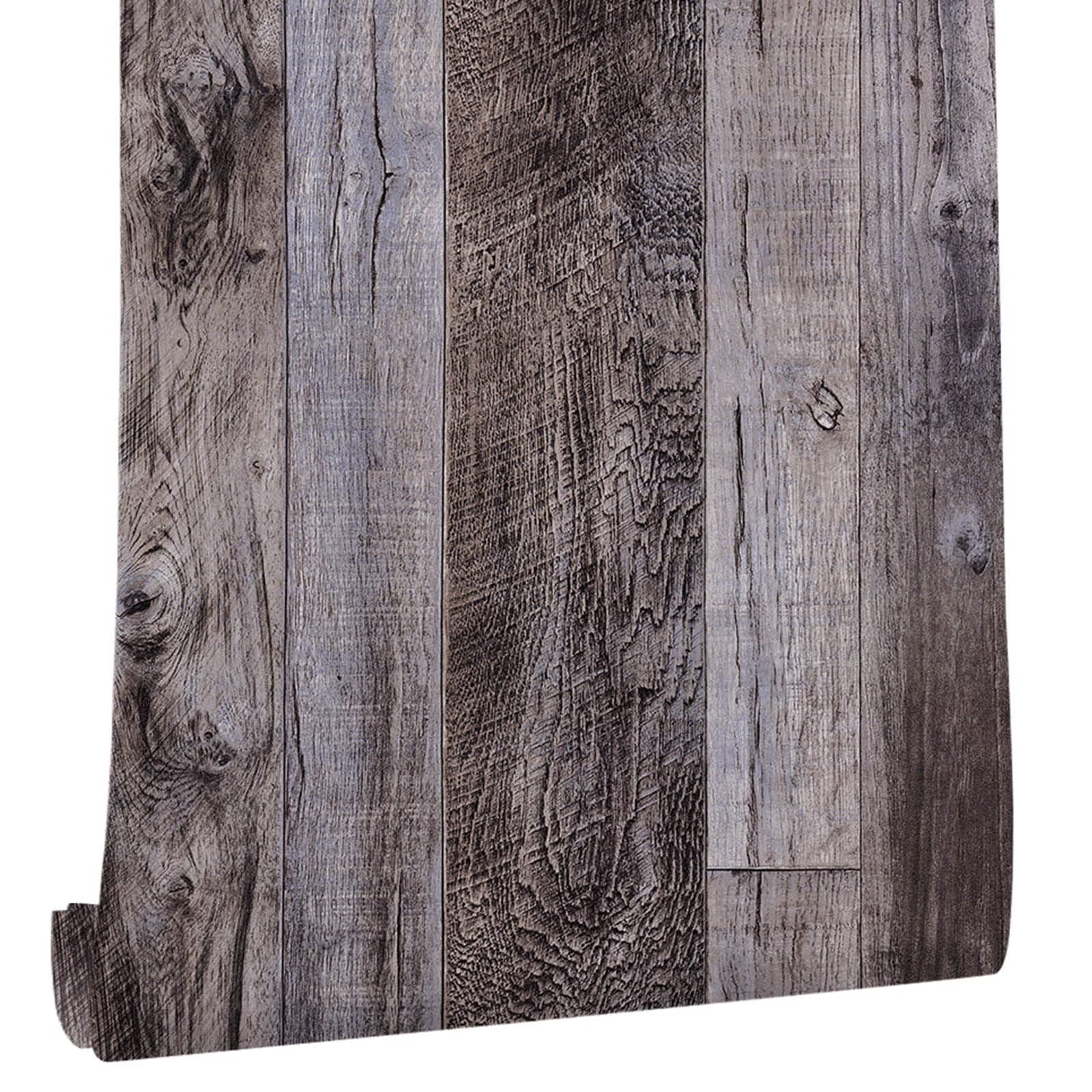 Yun-aeon Gray Wood Peel and Stick Wallpaper 17.3" X 400" Self Adhesive Wallpaper Backsplash Line Removable Wall Paper Bathroom Old Furniture Renovation Furniture