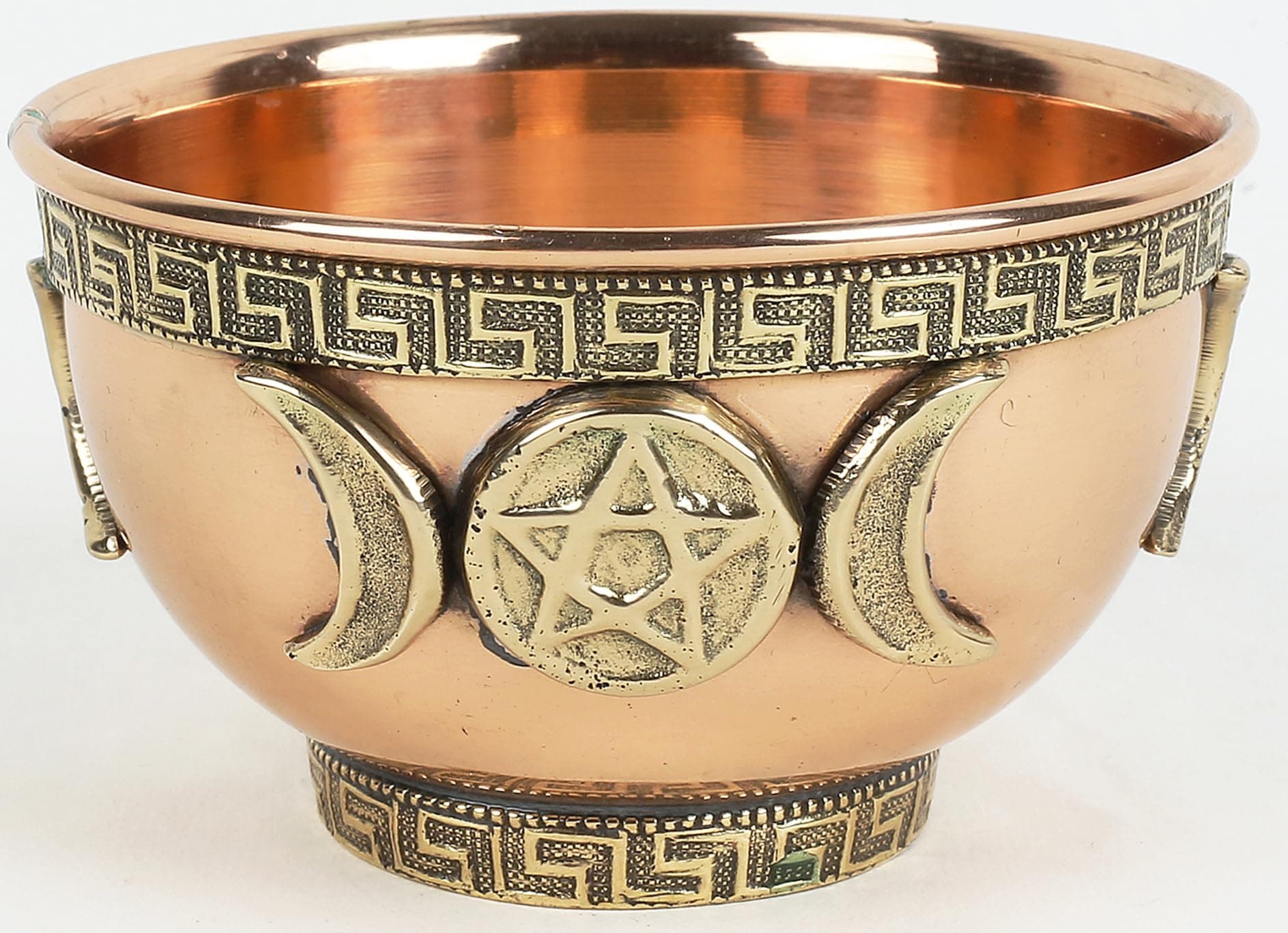 Indian Consigners Small Altar Witchcraft Serving, Offering or Smudging Bowl (Triple Moon Bowl), Copper