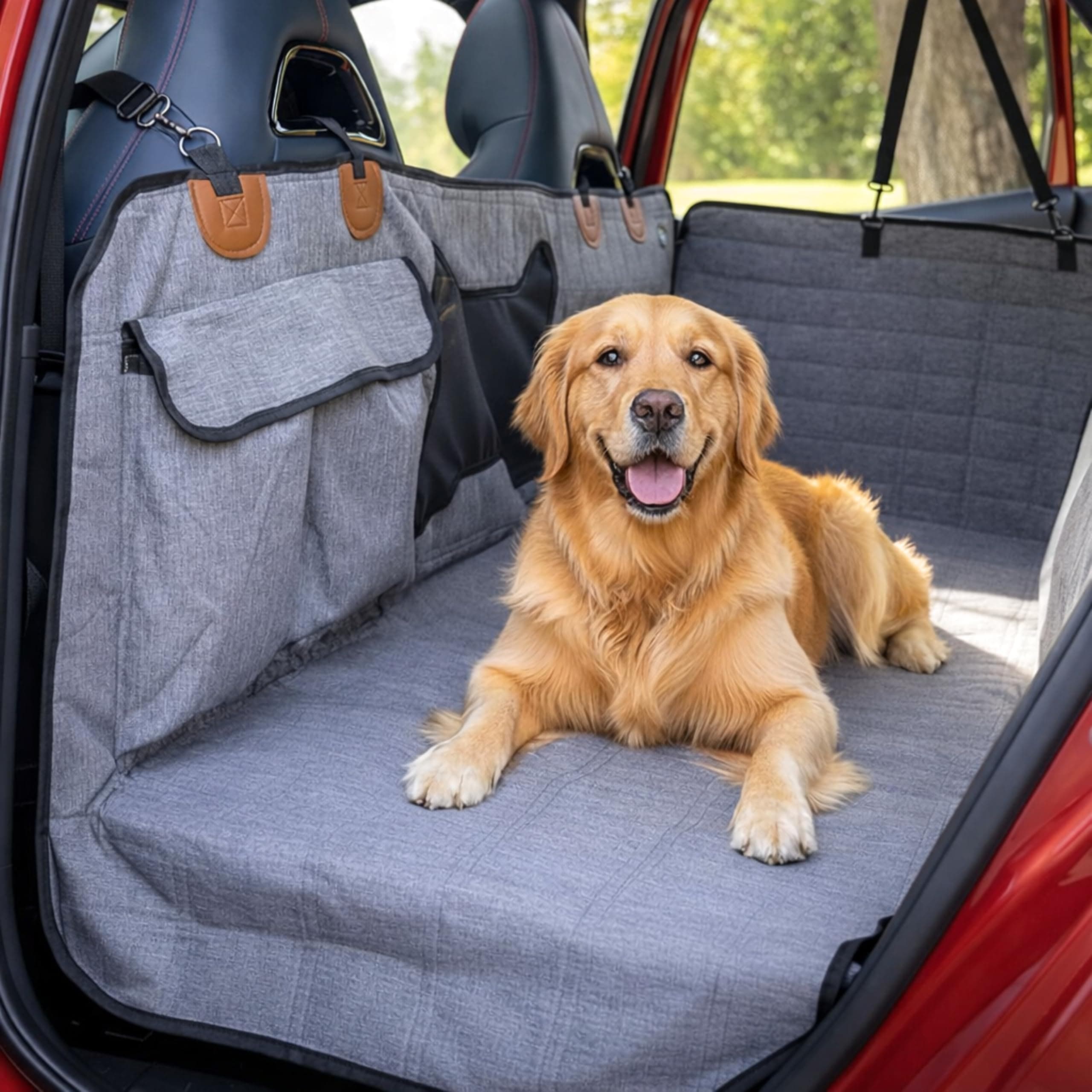 Dog Seat Cover for Back Seat | Extended Dog Car Seat Cover for Back Seat, Car Seats for Pets, Waterproof, Durable, Extra Space with Hard Bottom, Pet Seat Protector for Dogs (Gray)
