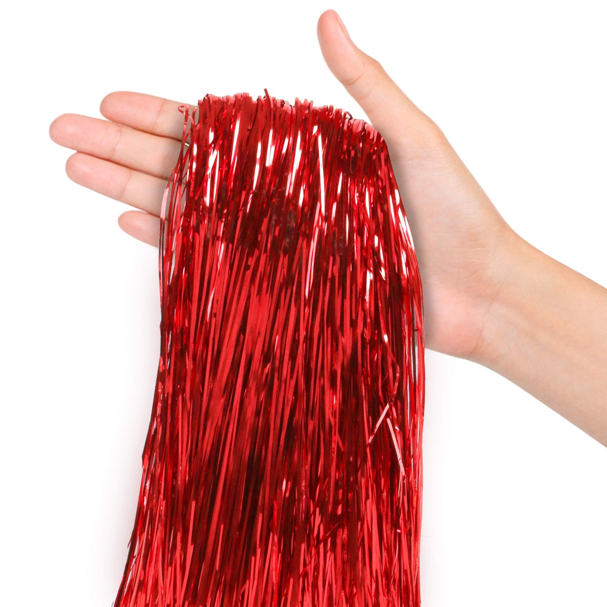 Christmas Tree Decorations Bright Red Tinsel Foil Fringe Icicles Pack of 2000 Strands for Home Holiday Decor Easter Basket Filler Centerpieces Bachelorette Quinceanera Birthday Graduation Supplies