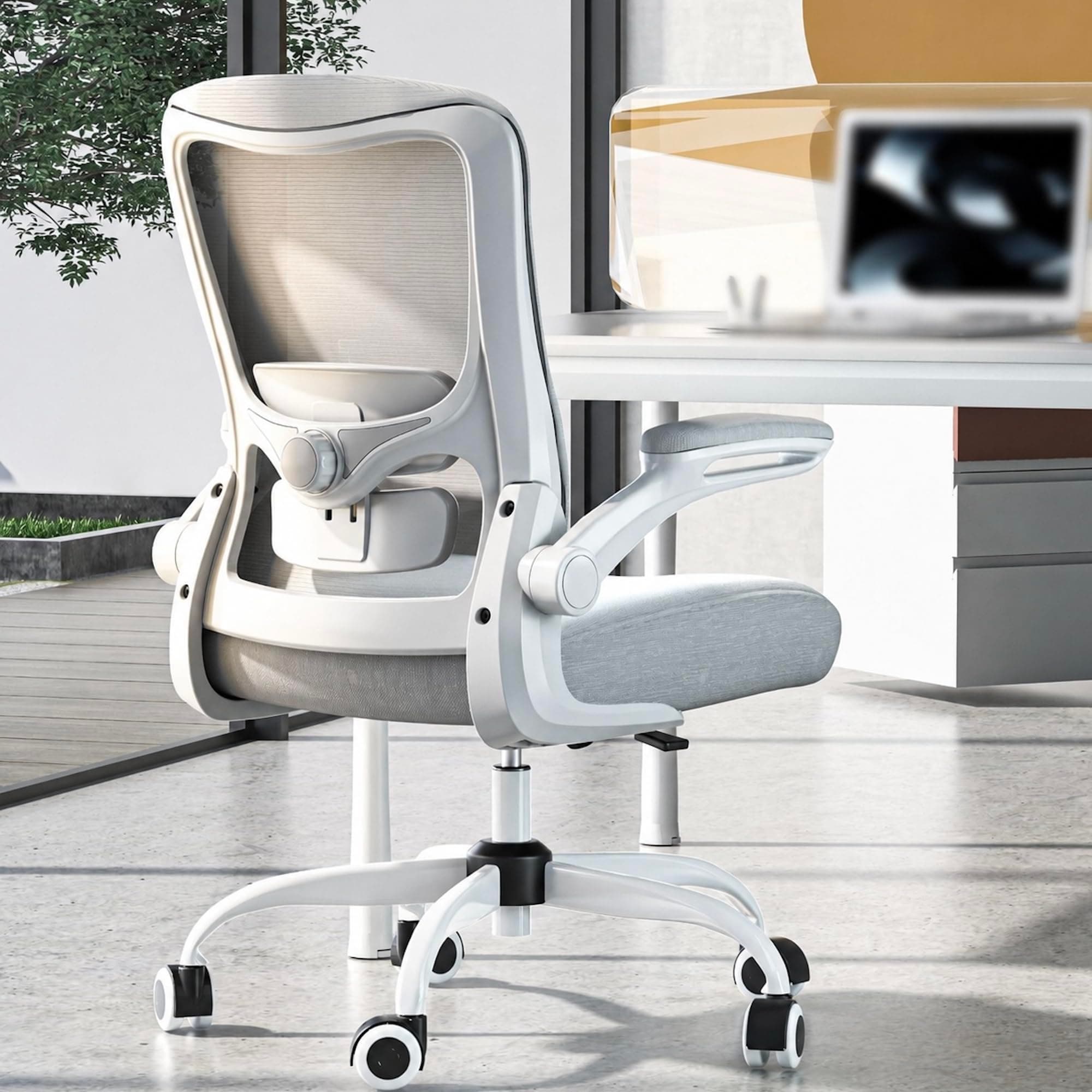 Zeonsit Ergonomic Office Chair - High Back Desk Chair with Adjustable Lumbar Support, Breathable Mesh Back, 330LBS Capacity, Easy Assembly, for Home Office Executive Computer Task (W-Grey)